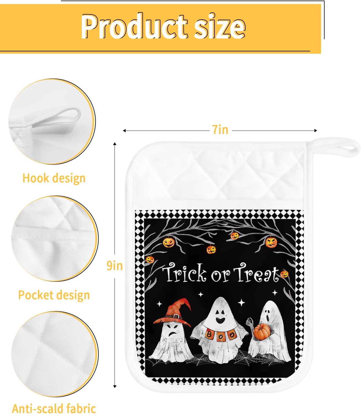 Halloween Ghost Punkpkin Pot Holders