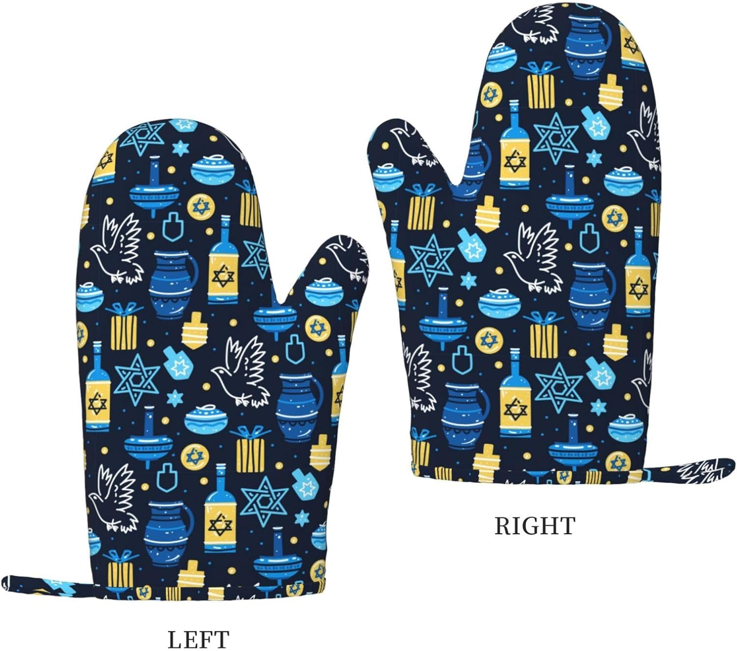 Happy Hanukkah Jewish Festival Reviewed Kitchen Oven Mitts
