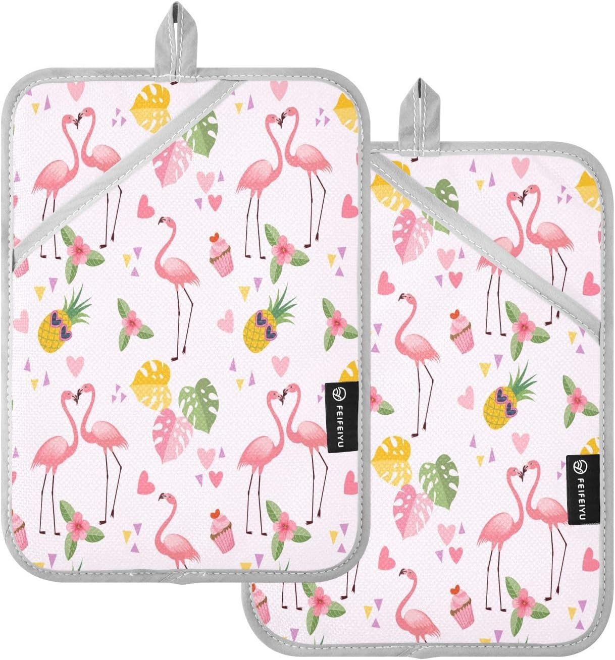 Kcldeci Cute Flamingo Pot Holder Set