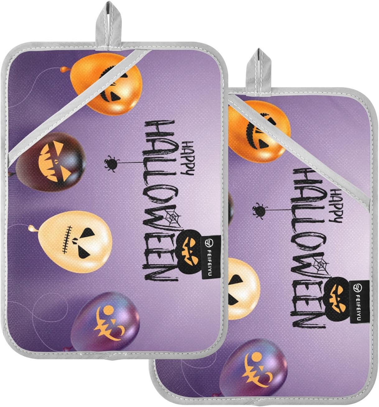 OURVII 2Pcs Halloween Balloons Pot Holders Non-Slip with Pockets