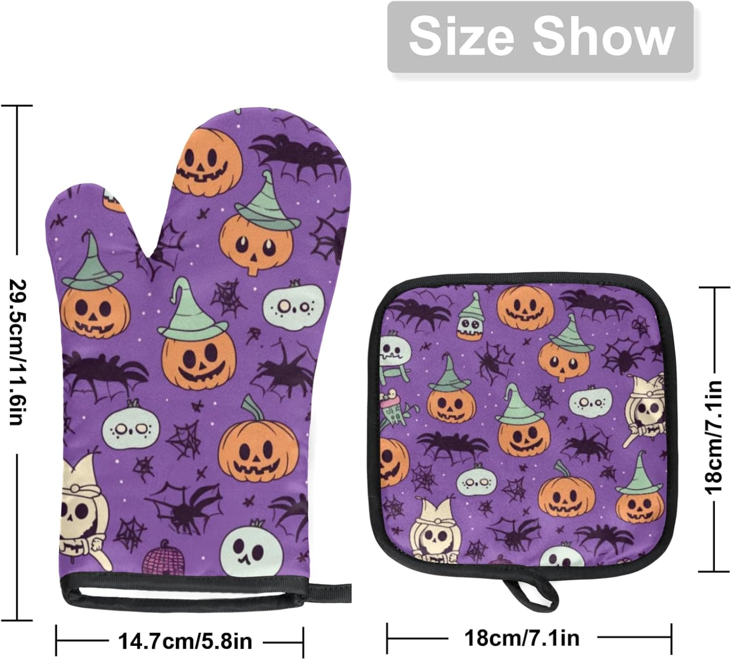 Halloween Art Pumpkins Oven Mitts Pot Holders