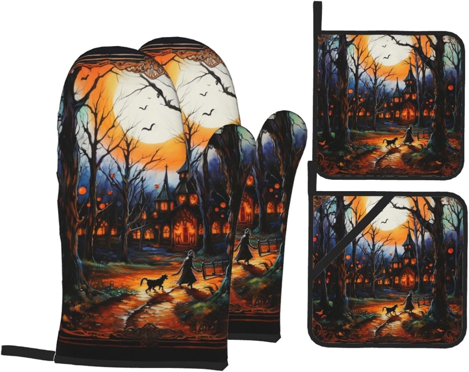 Heat-Resistant Oven Mitts Set for Baking Cooking