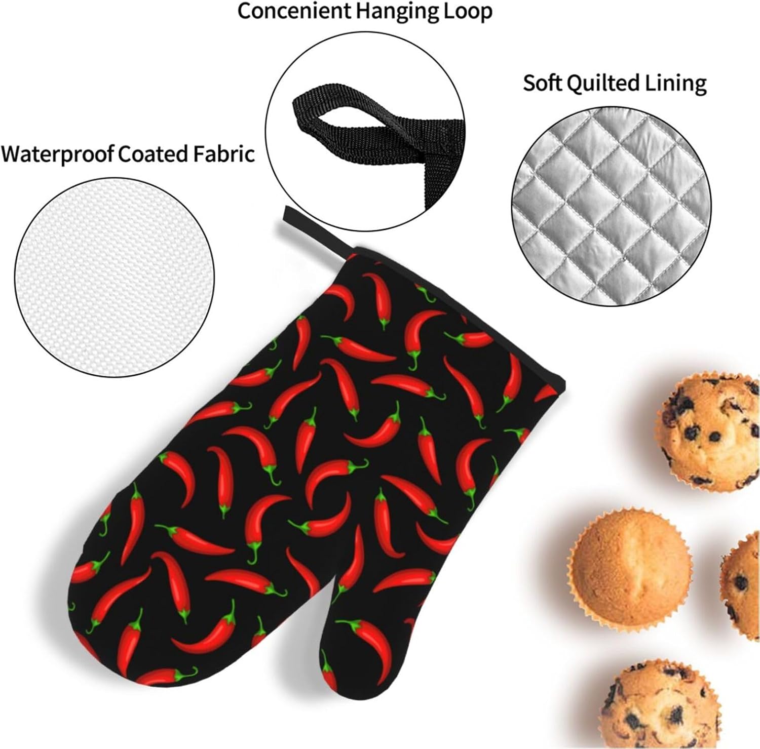 Red Hot Chilli Peppers Hand Underestimate Proof Oven Mitts Set of 4