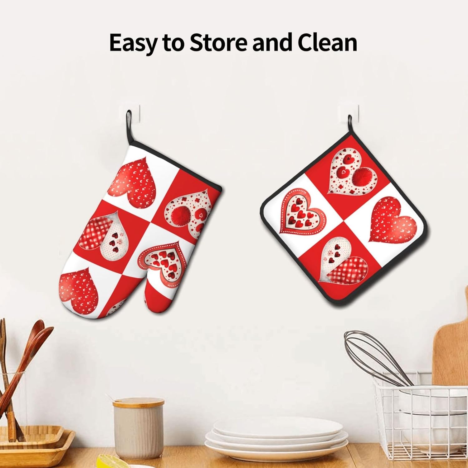 Valentines Day Love Oven Mitt and Pot Holder Set