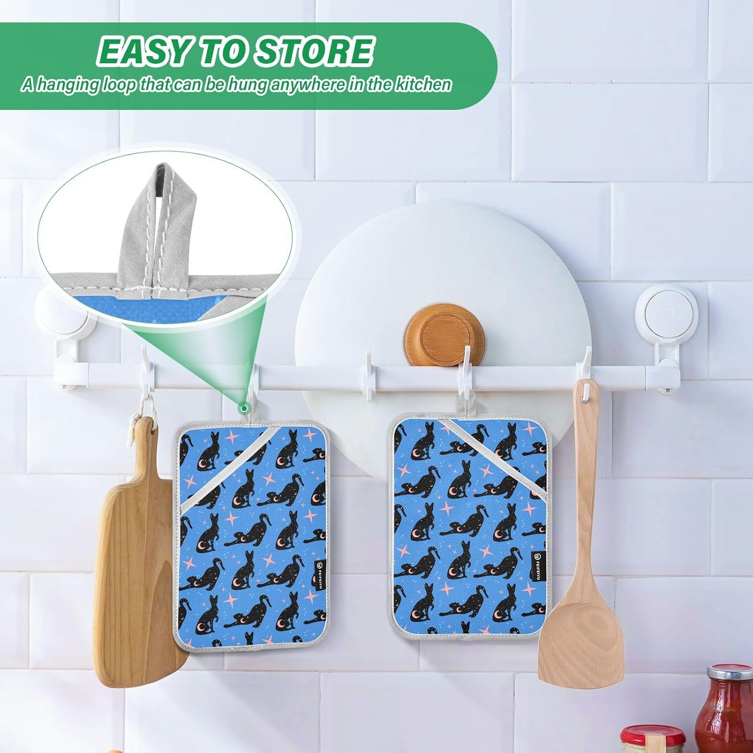 Halloween Black Cat Heat Resistant Pot Holder Set