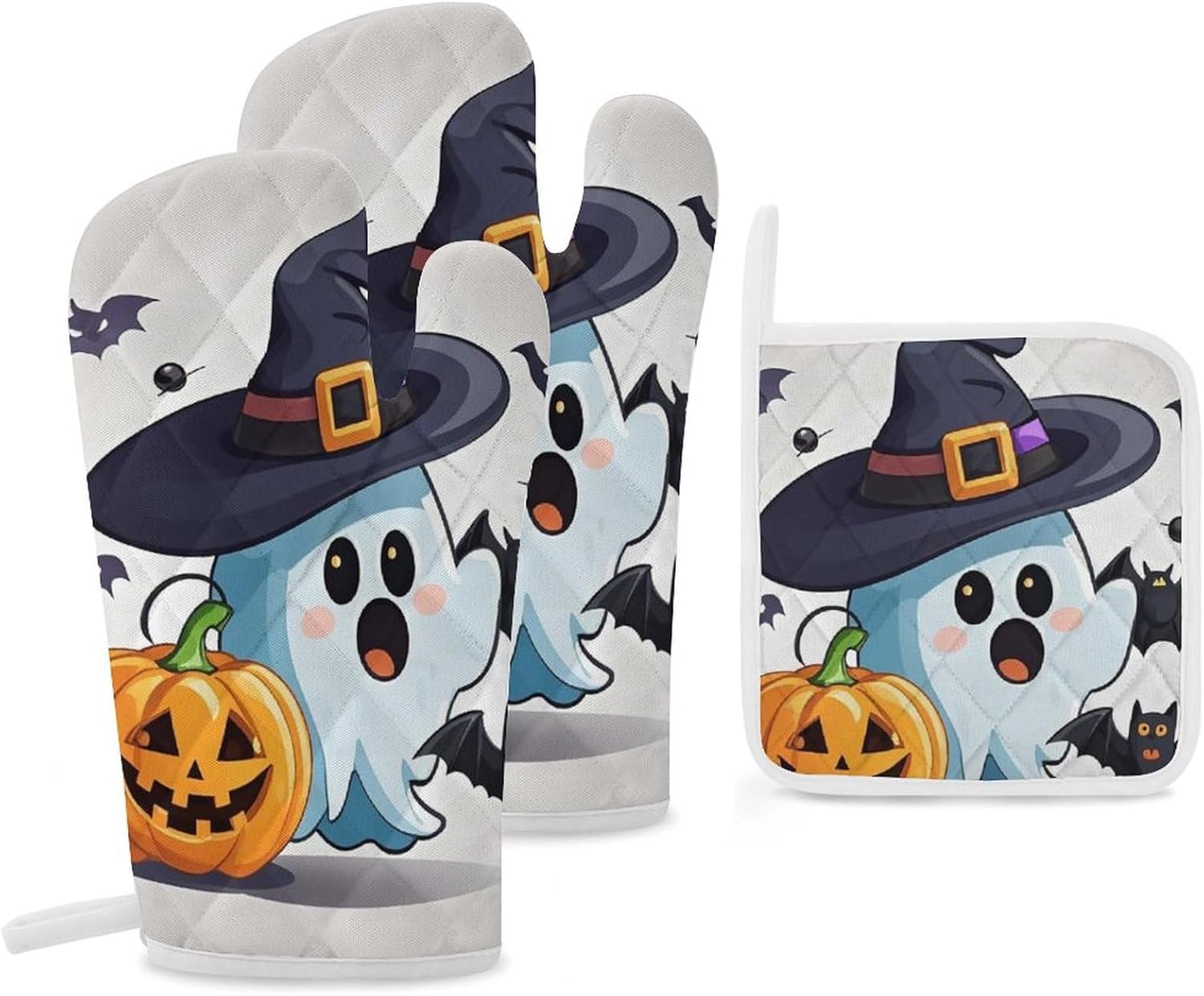 scematician Halloween Ghost Oven Mitts Set Cooking Comfort You Can Count On