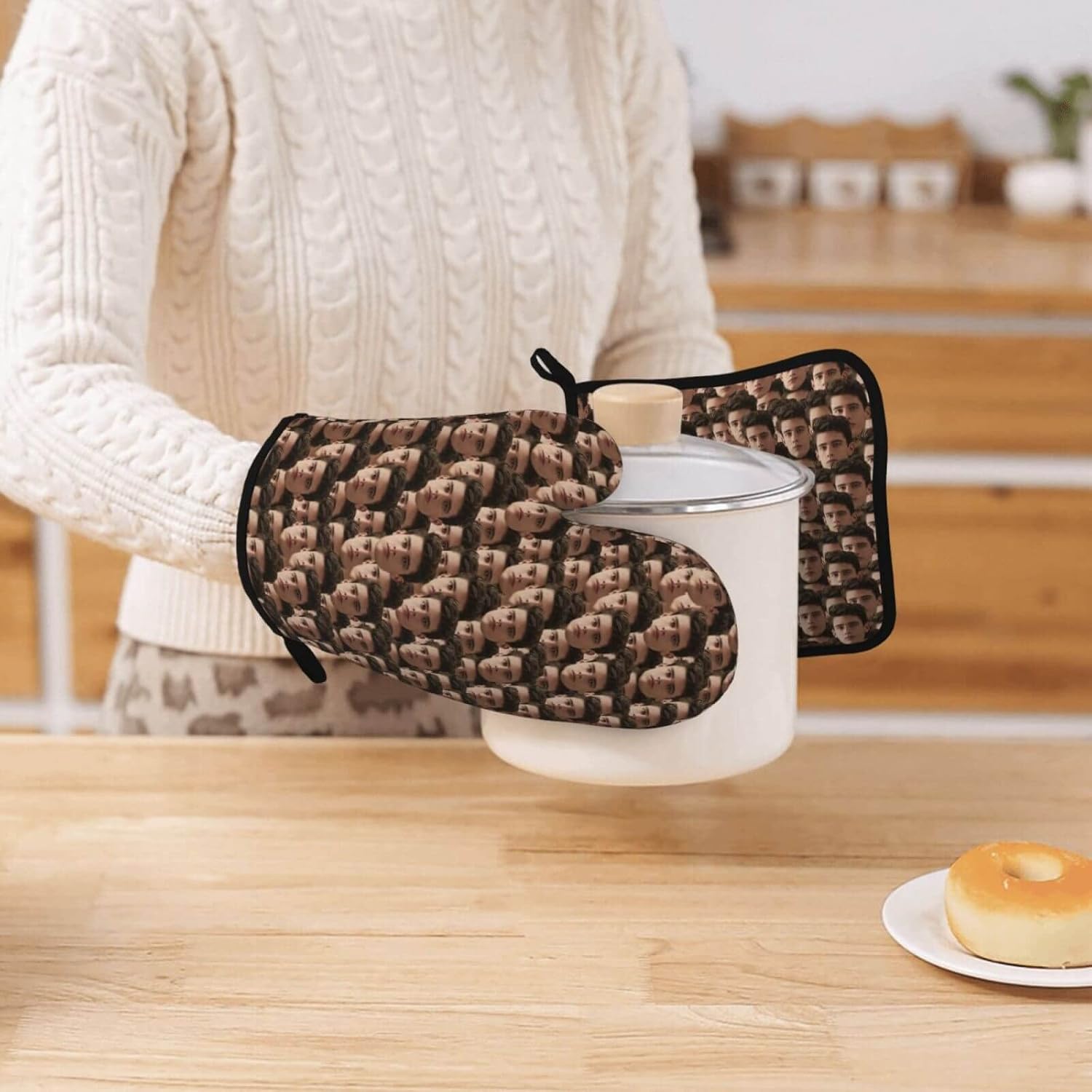 Custom Face Oven Mitts for Mom Dad Family