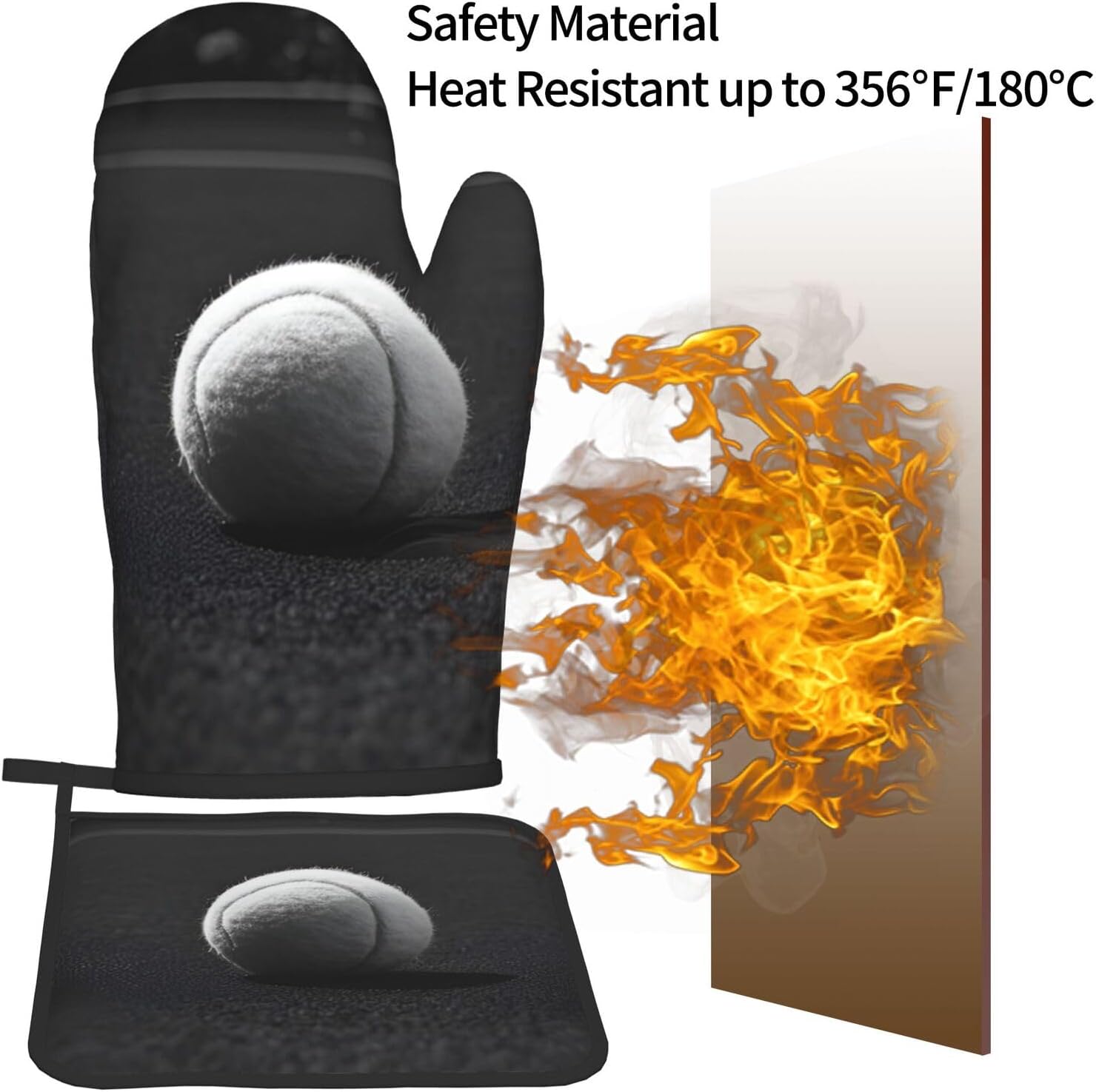 Baseball Print Oven Mitts Set