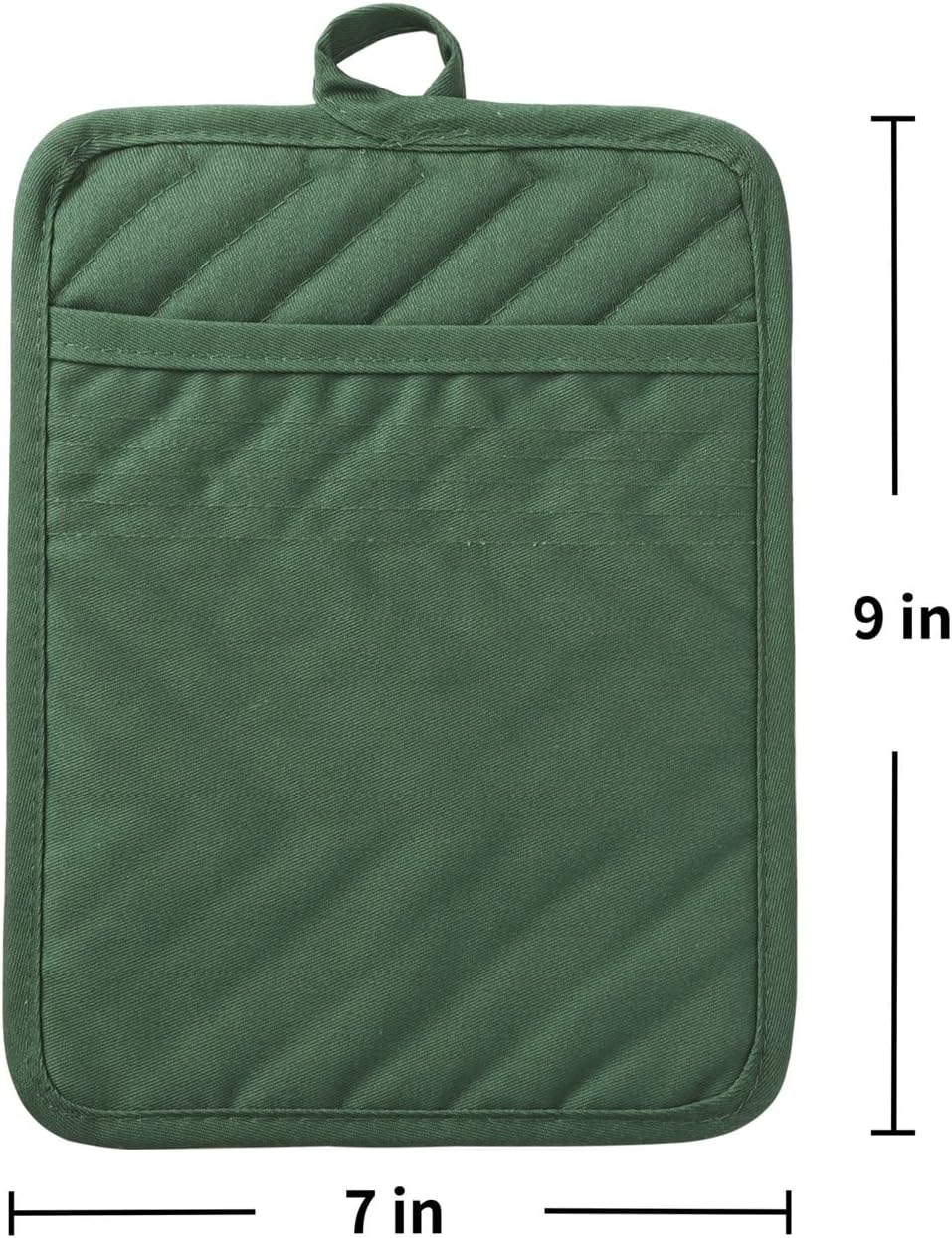 Anyi 7x9 Heat-Resistant Cotton Pot Holder Set 3-Pack Hunter Green