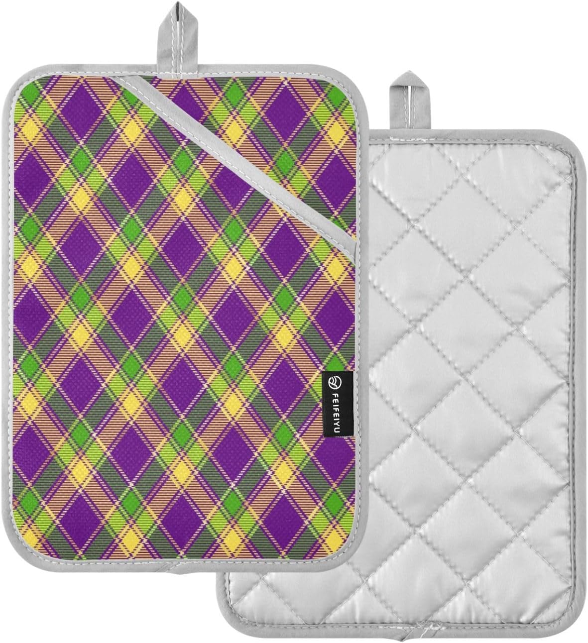 Mardi Gras Plaid Pot Holder 2-Pack