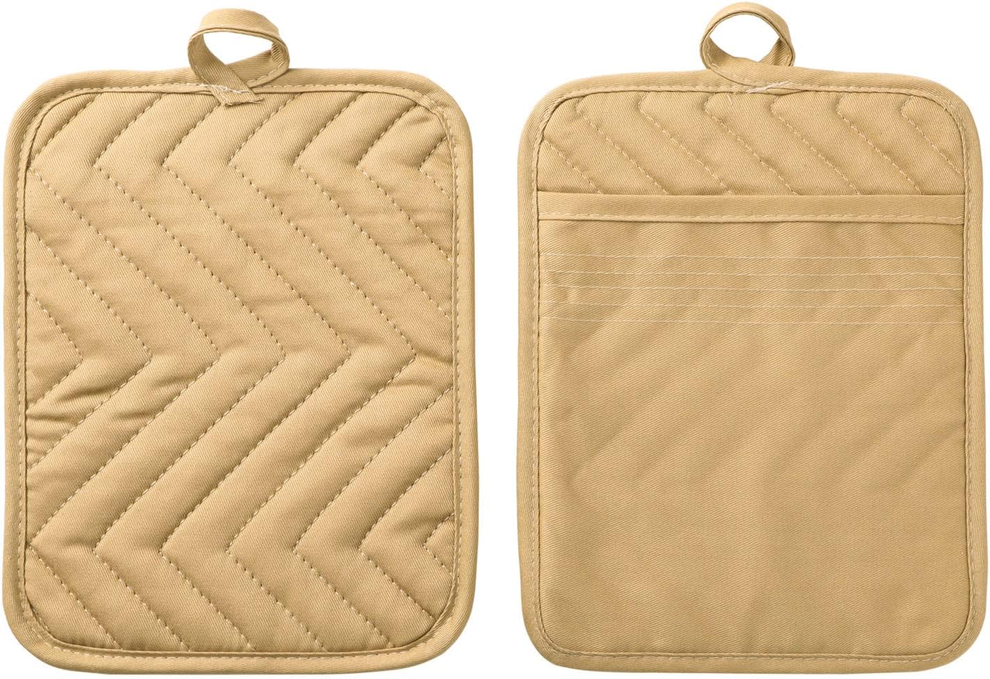 Anyi 7x9 Heat-Resistant Cotton Pot Holder Set 3-Pack Hunter Green