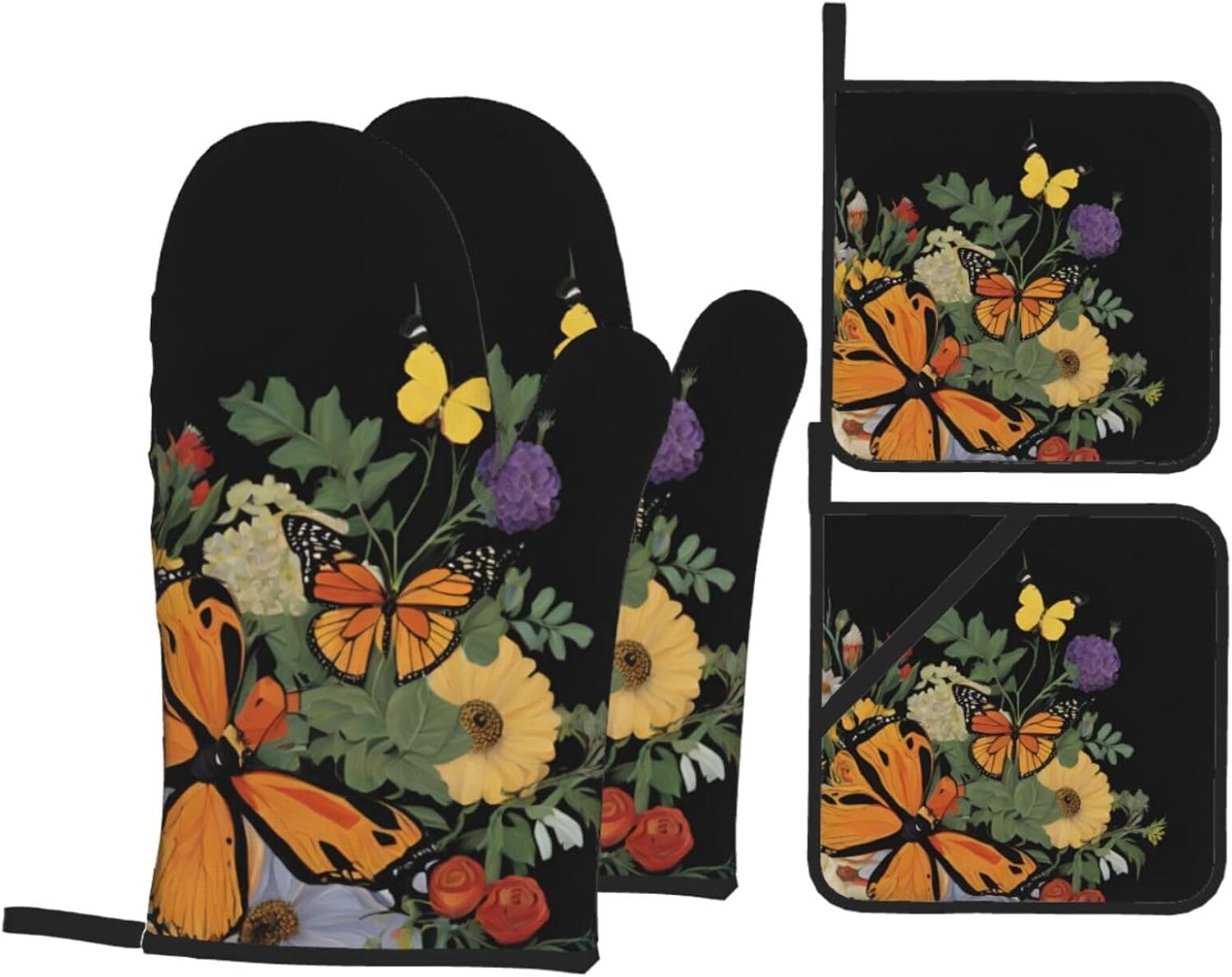 Beautiful Butterfly Oven Mitts Set
