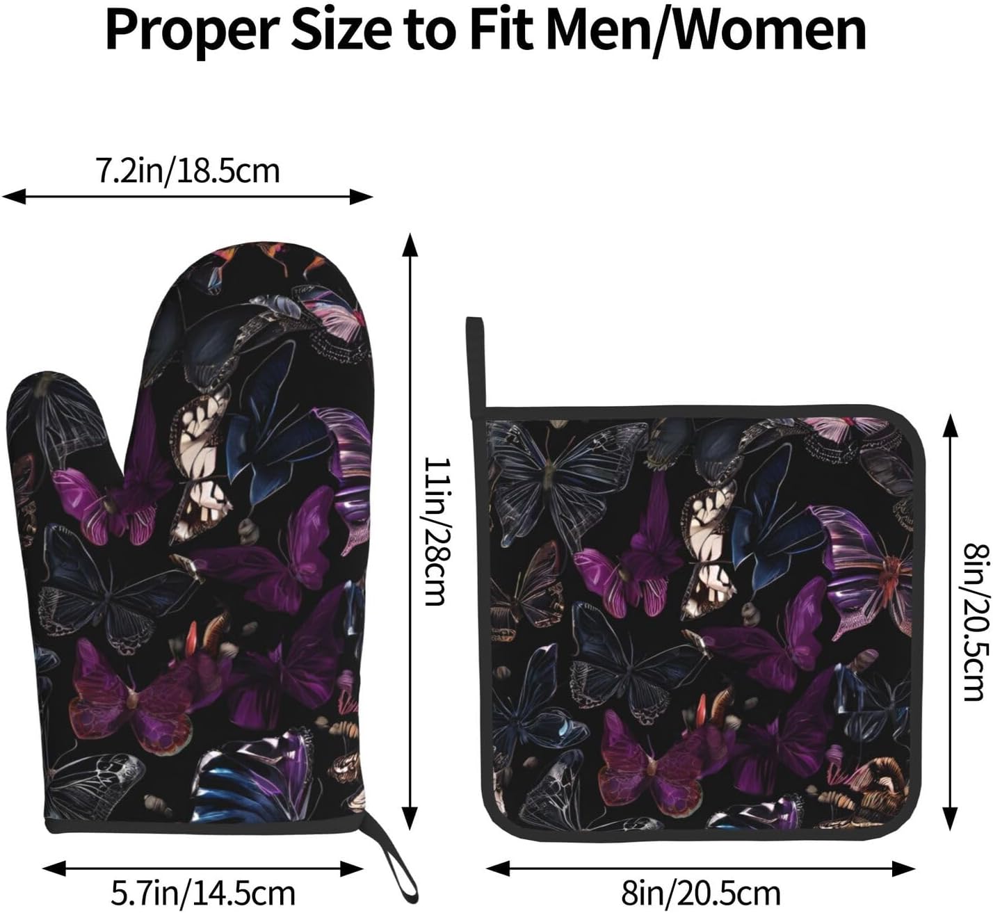 Quopvn Butterly Printed Oven Mitts and Pot Holders Set 2pcs