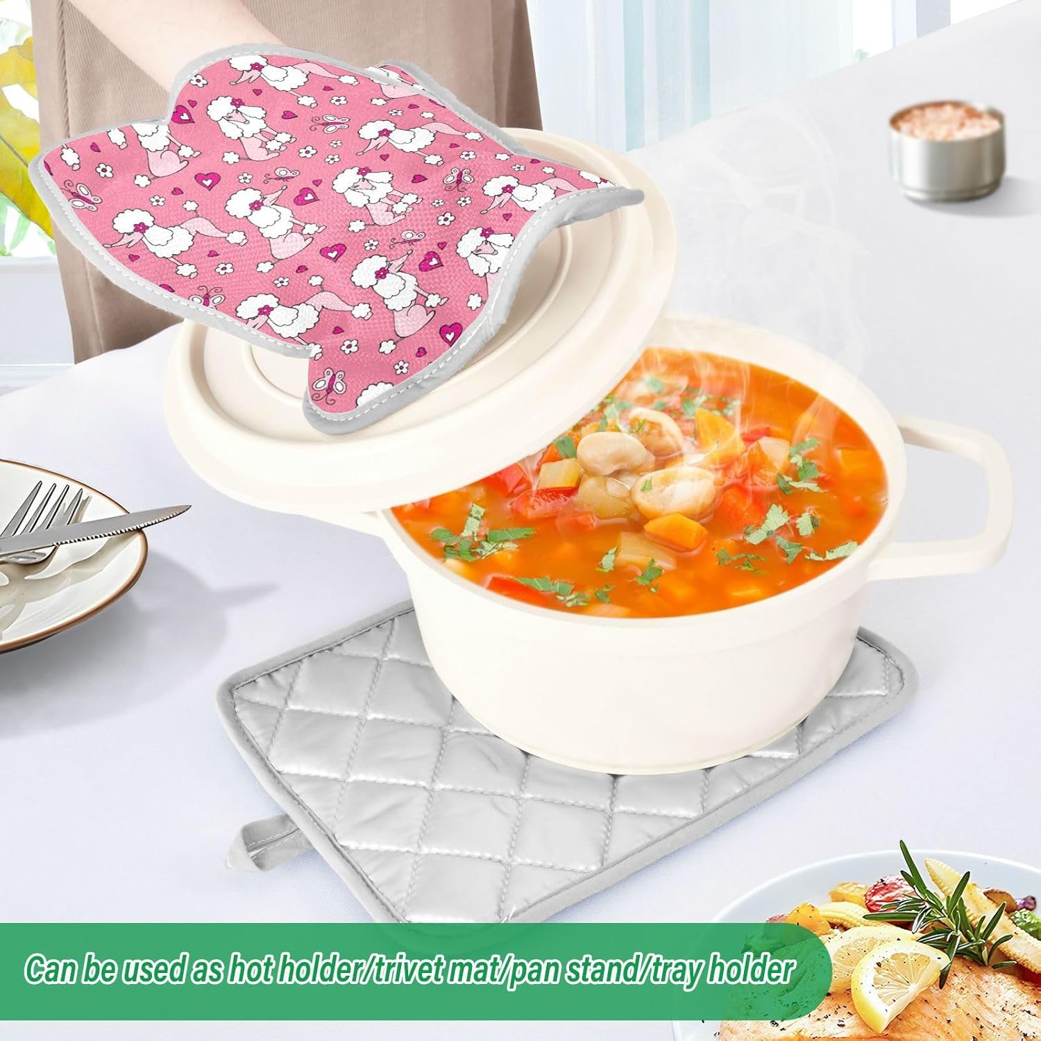 Perfect Heat-Resistant Potholders Two-Piece Kitchen Mitt Set