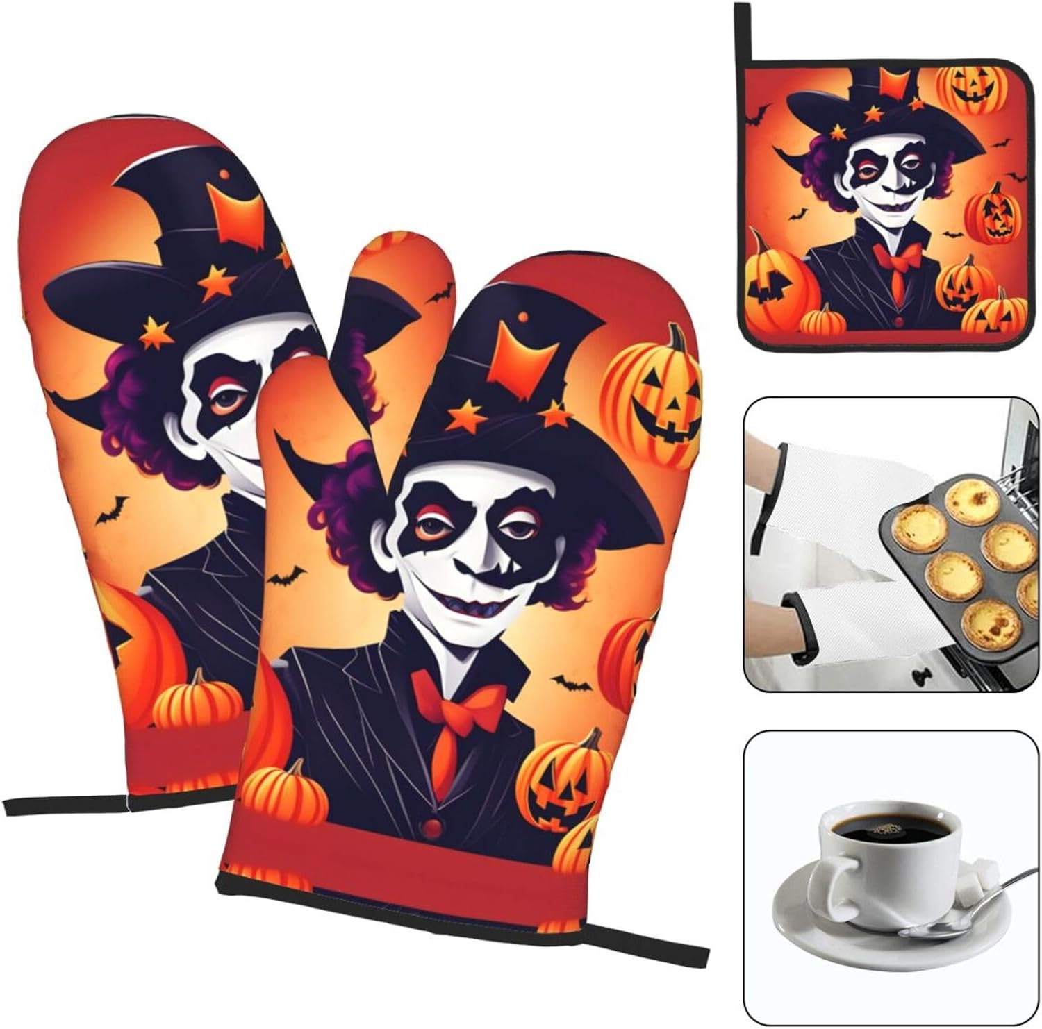Happy Halloween esteems Oven Mitts Pot Holders Sets