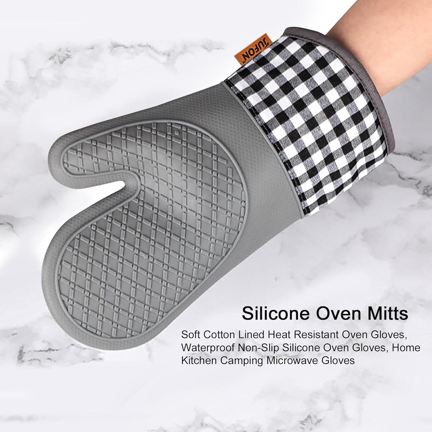 JUFON Oven Mitts Silicone Heat Resistant Kitchen Gloves