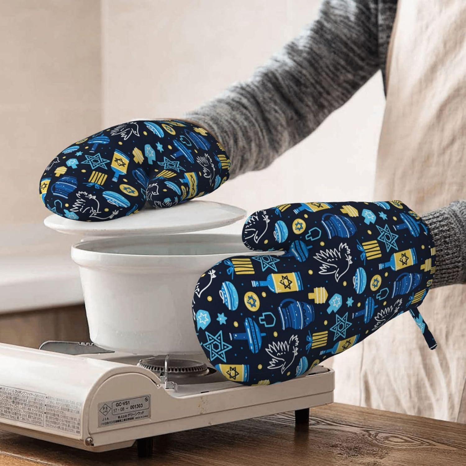 Happy Hanukkah Jewish Festival Reviewed Kitchen Oven Mitts