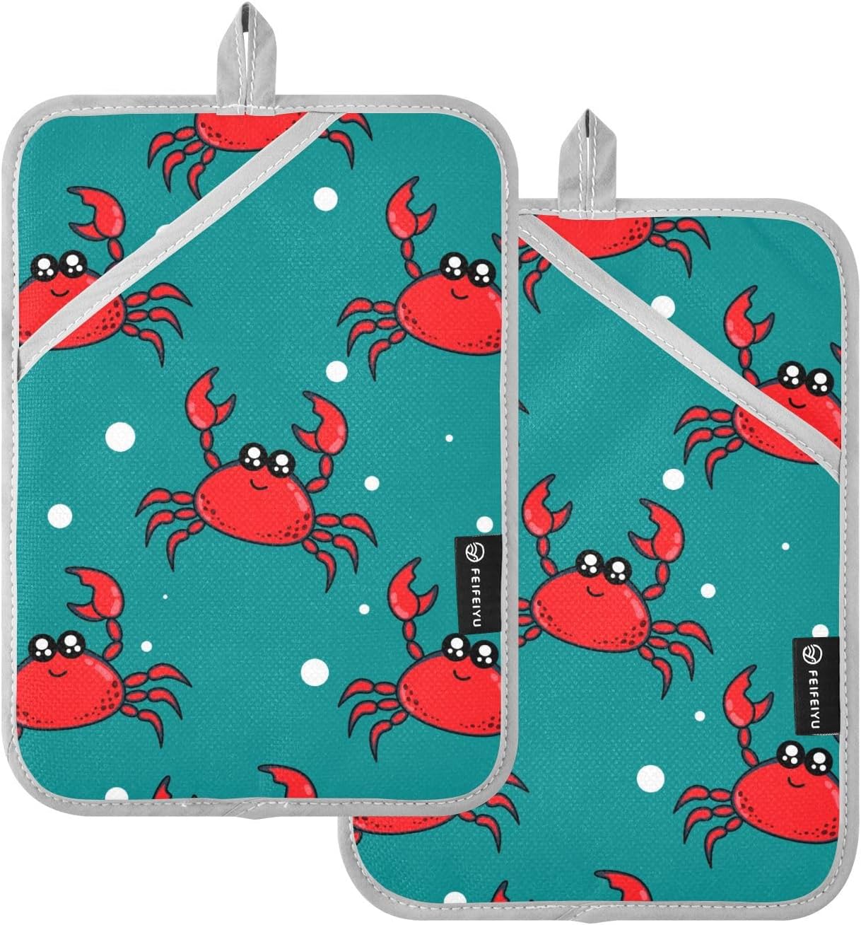 Dalzium Cartoon Crab Potholder Set of 2 Heat Resistant