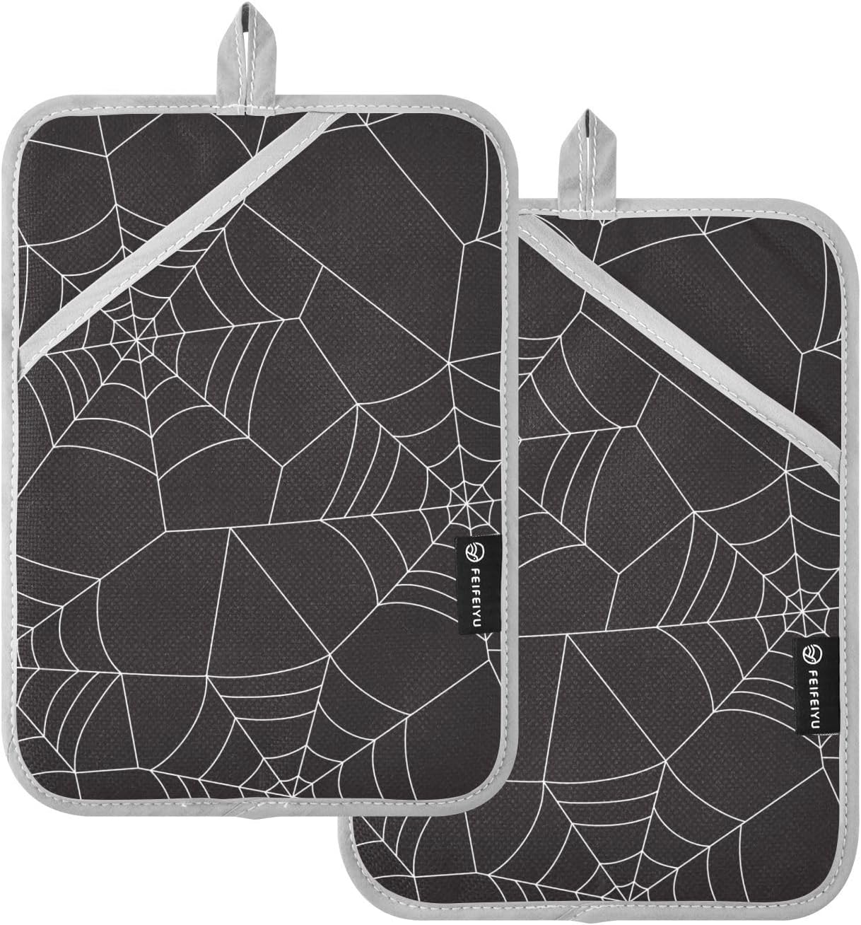 OURVII Halloween Spider Web Potholders 2 Pack