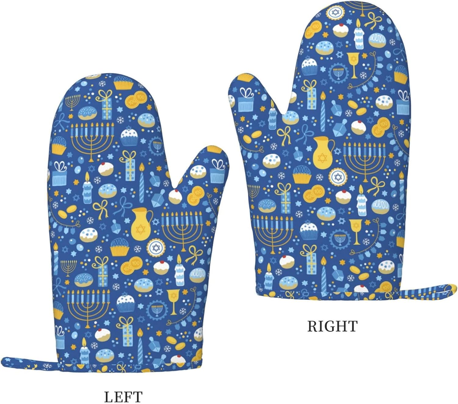 Happy Hanukkah Oven Mitts transparent silicone oven gloves for cooking
