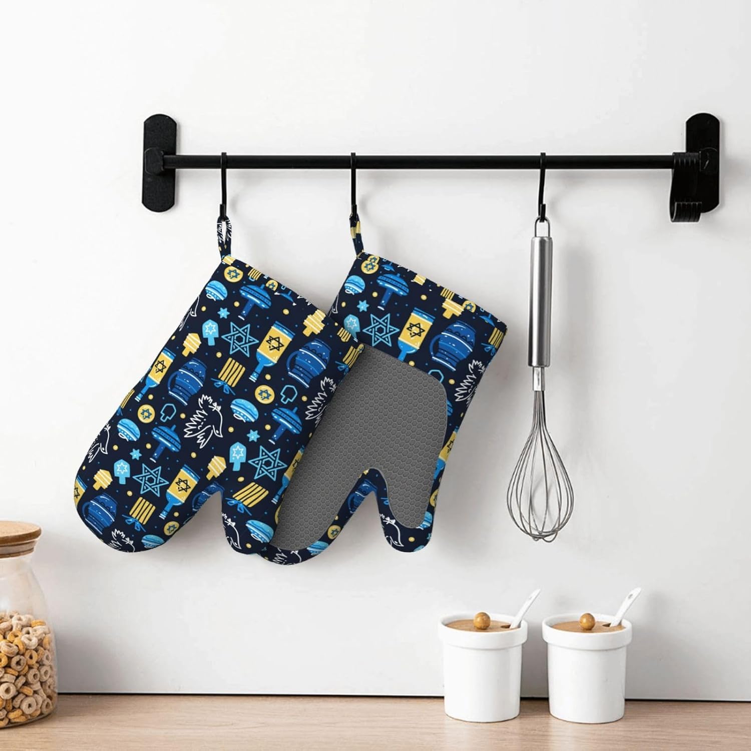 Happy Hanukkah Jewish Festival Reviewed Kitchen Oven Mitts