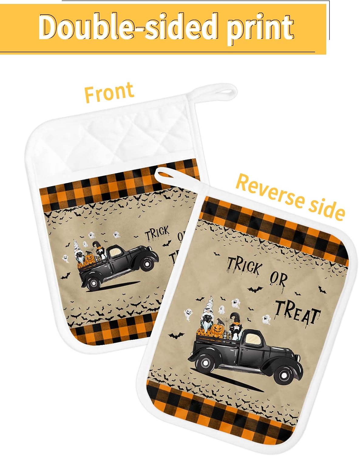 Halloween Truck Pot Holder Set - Heat-Resistant