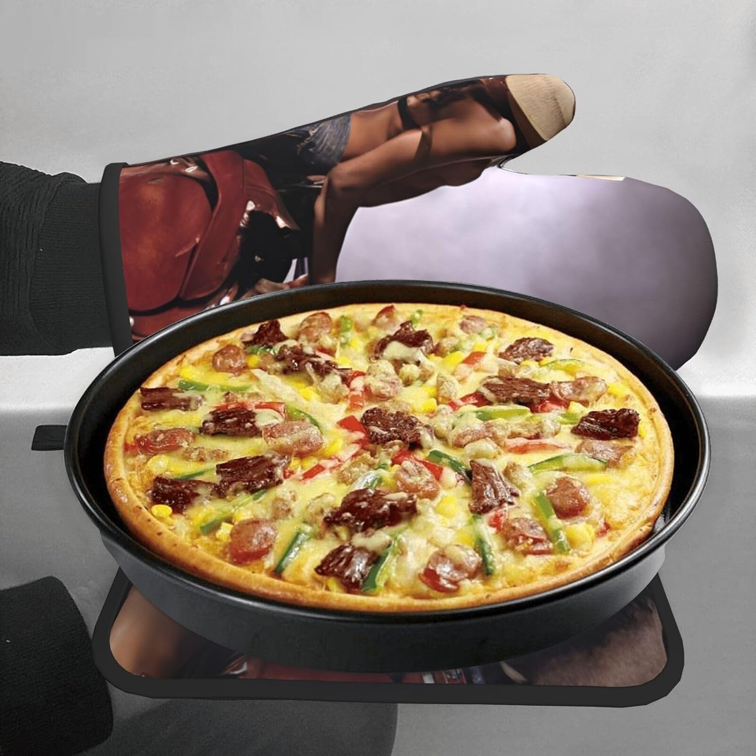 Quopvn Oven Mitts Pot Holders 2PCS Set Non-Slip Heat Resistant Kitchen Gloves