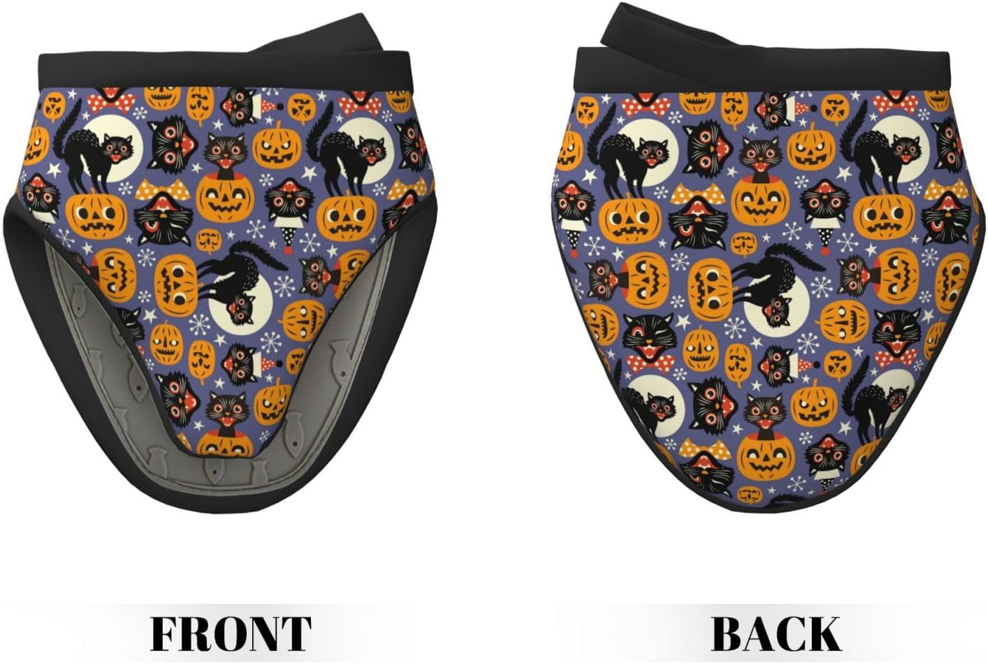 Mini Silicone Oven Mitts Spooky Cats Halloween Pumpkins Heat-Resistant Comfortable