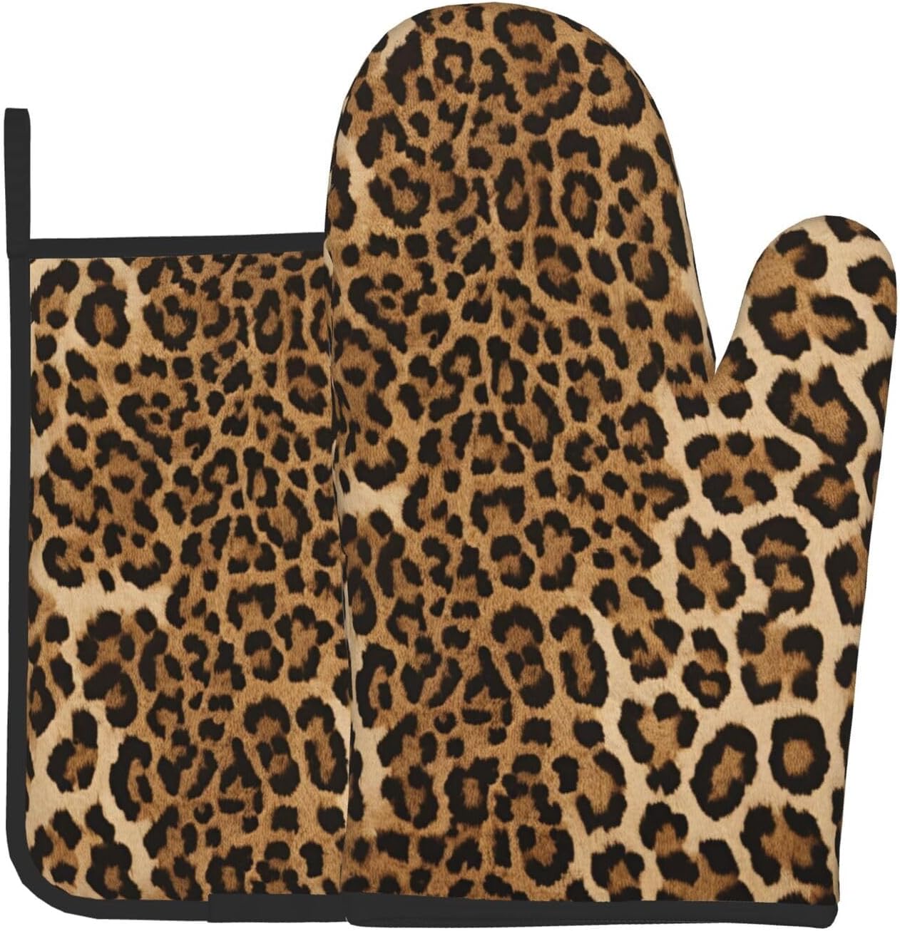 Leopard Print Oven Mitts and Pot Holders 2pcs Set