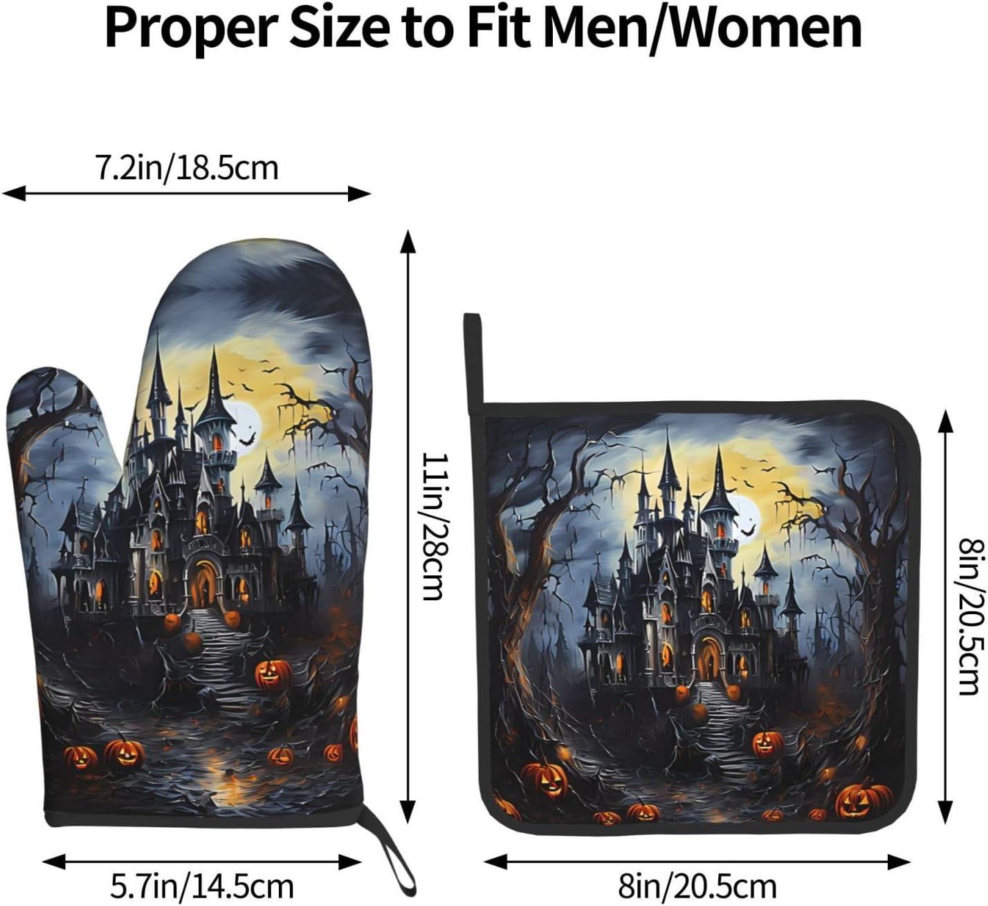 Devil Pumpkin Halloween Oven Mitts and Pot Holders Sets