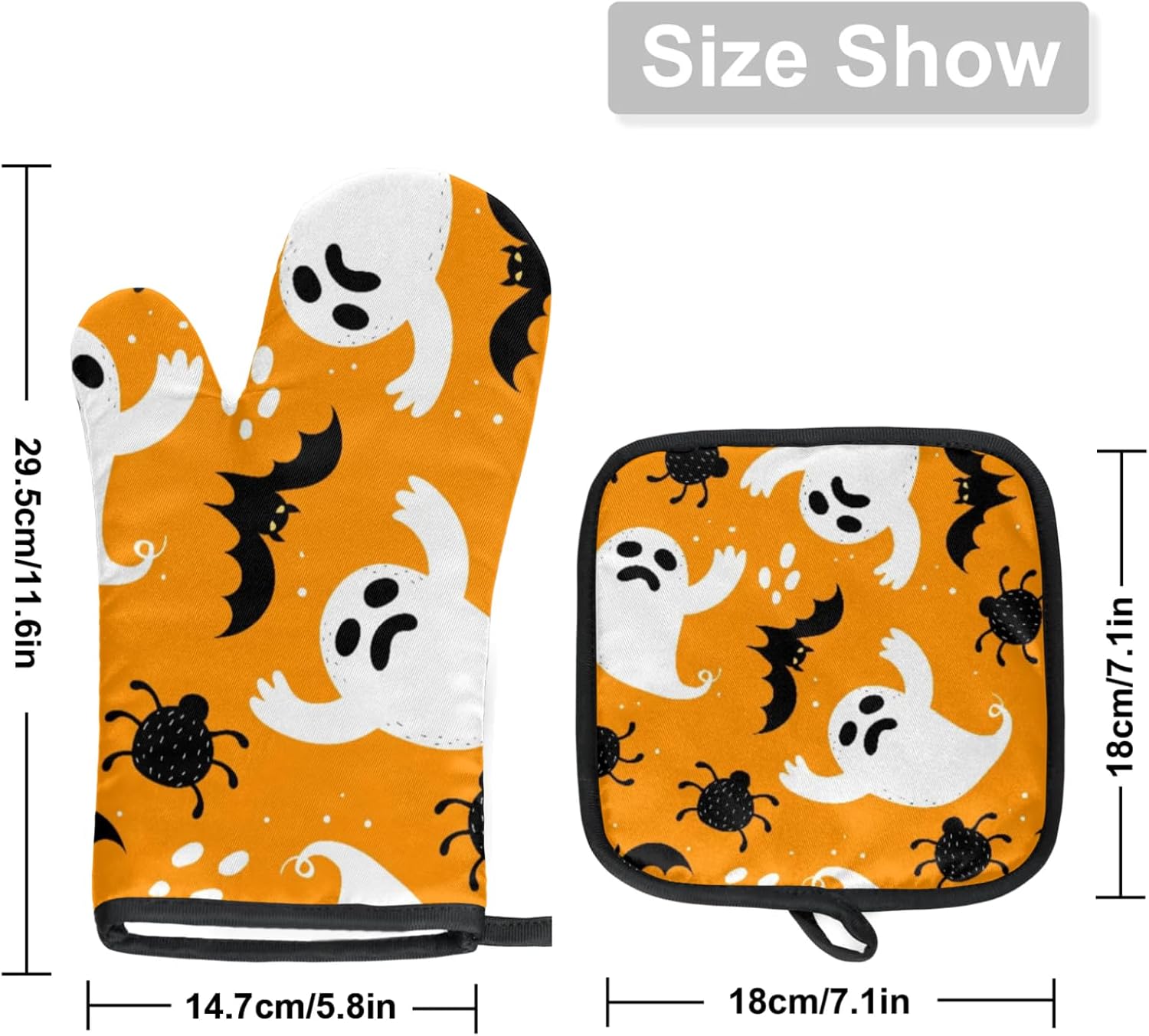 Aglebo Halloween Ghost Spider Oven Mitts Pot Holders Set of 2