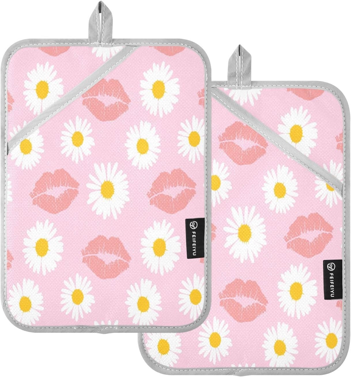 KCldeci Chamomile Heat-Resistant Potholders Set of 2
