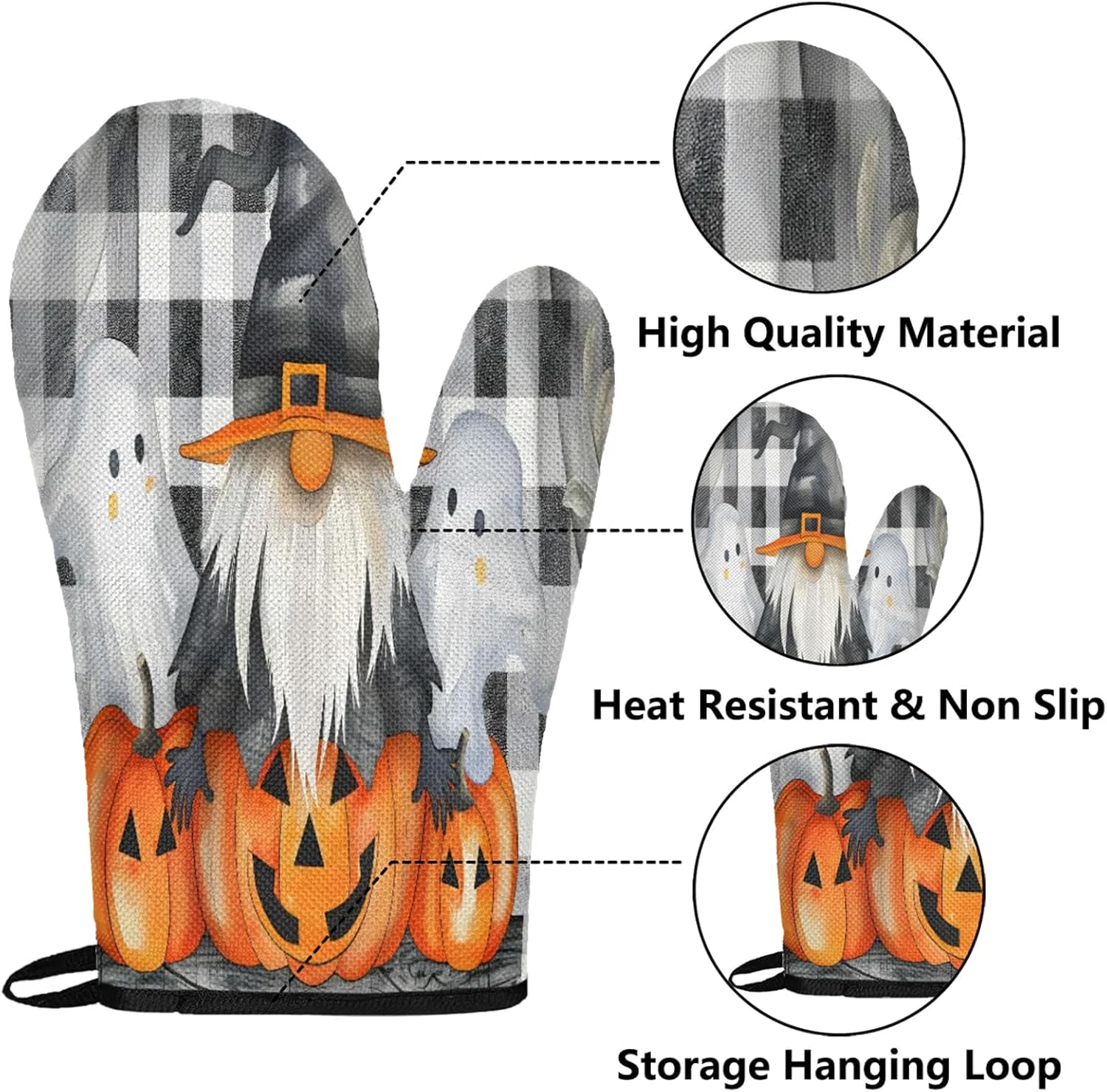 TropicalLife Halloween Pumpkin Ghost Oven Mitts 4Pcs Set