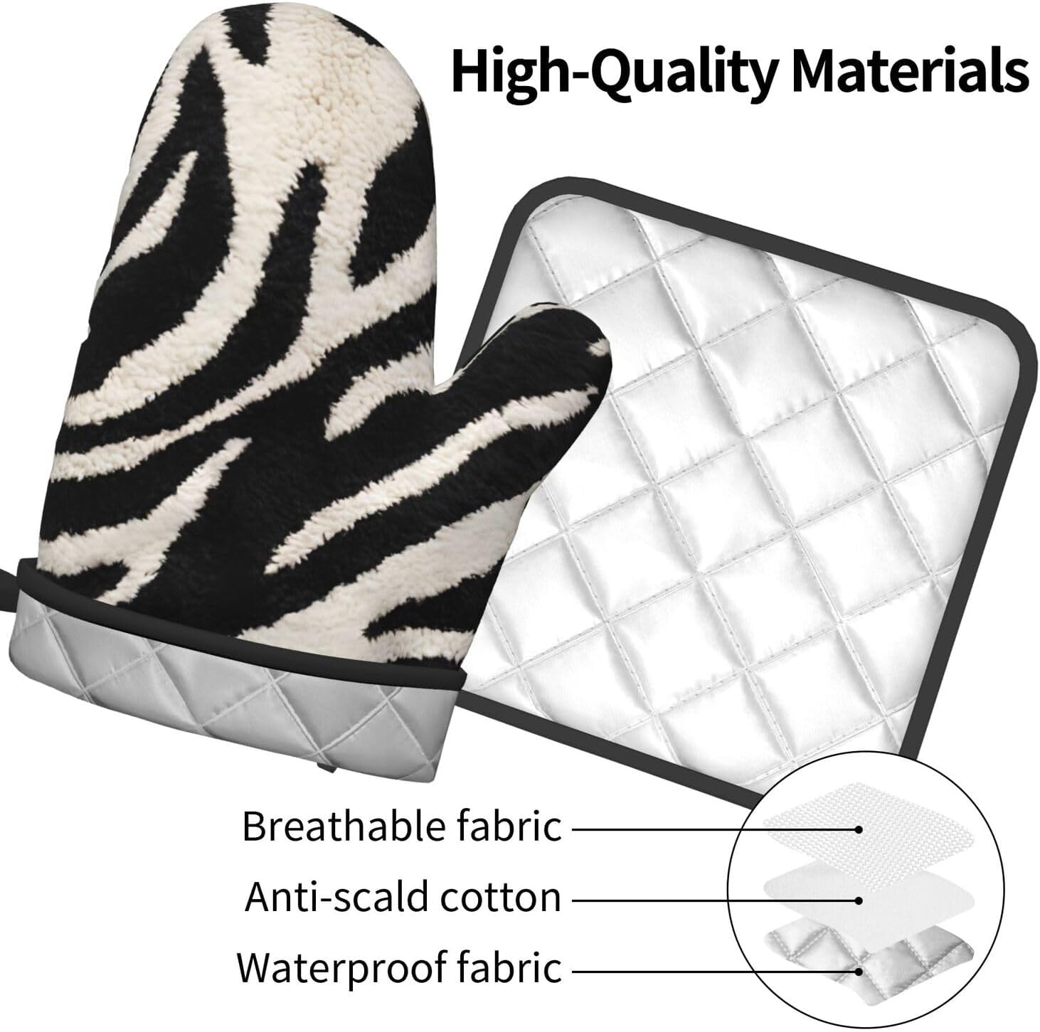 Zebra Animal Print Oven Mitts Set