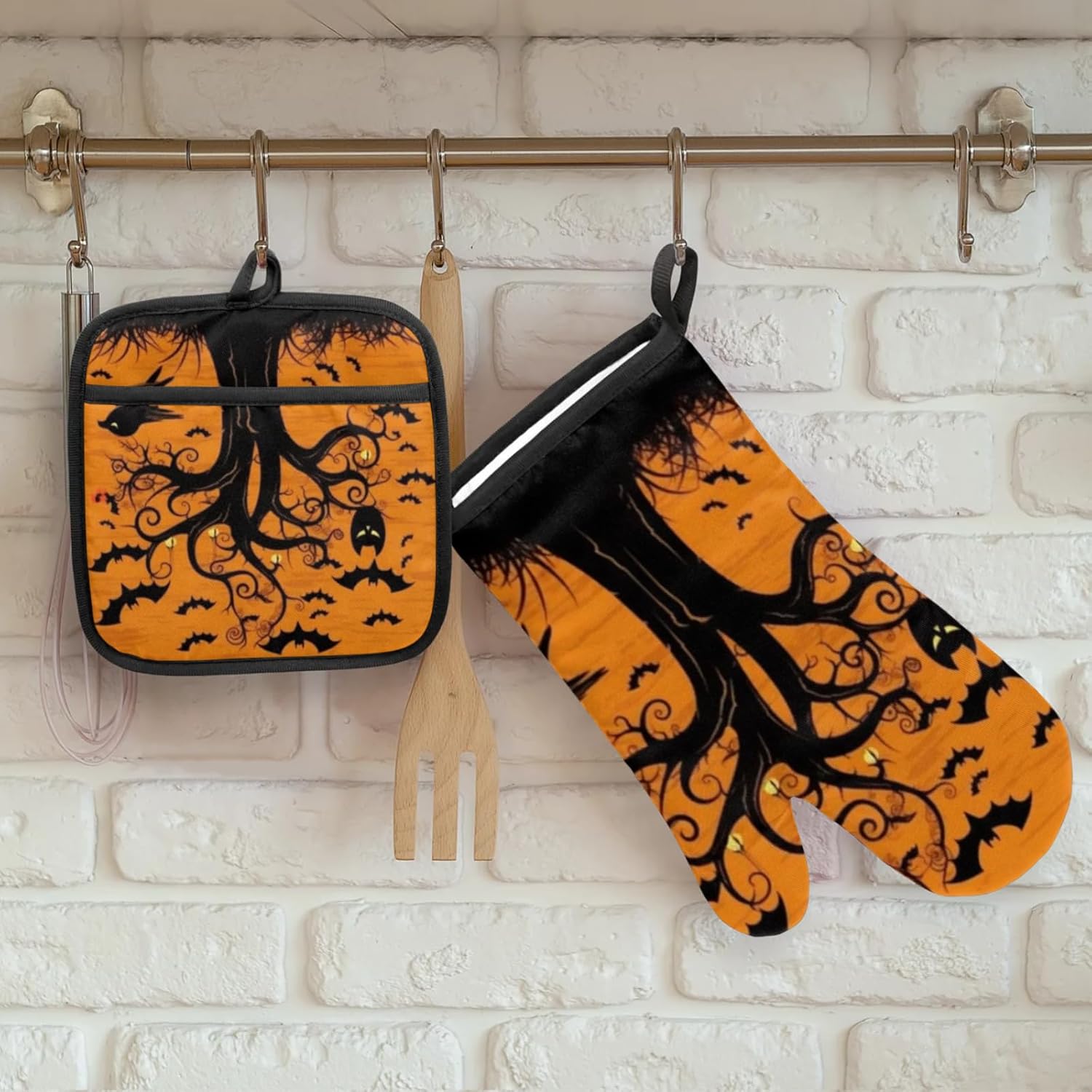 Aglebo Halloween Owls Oven Mitts Pot Holders Set of 2