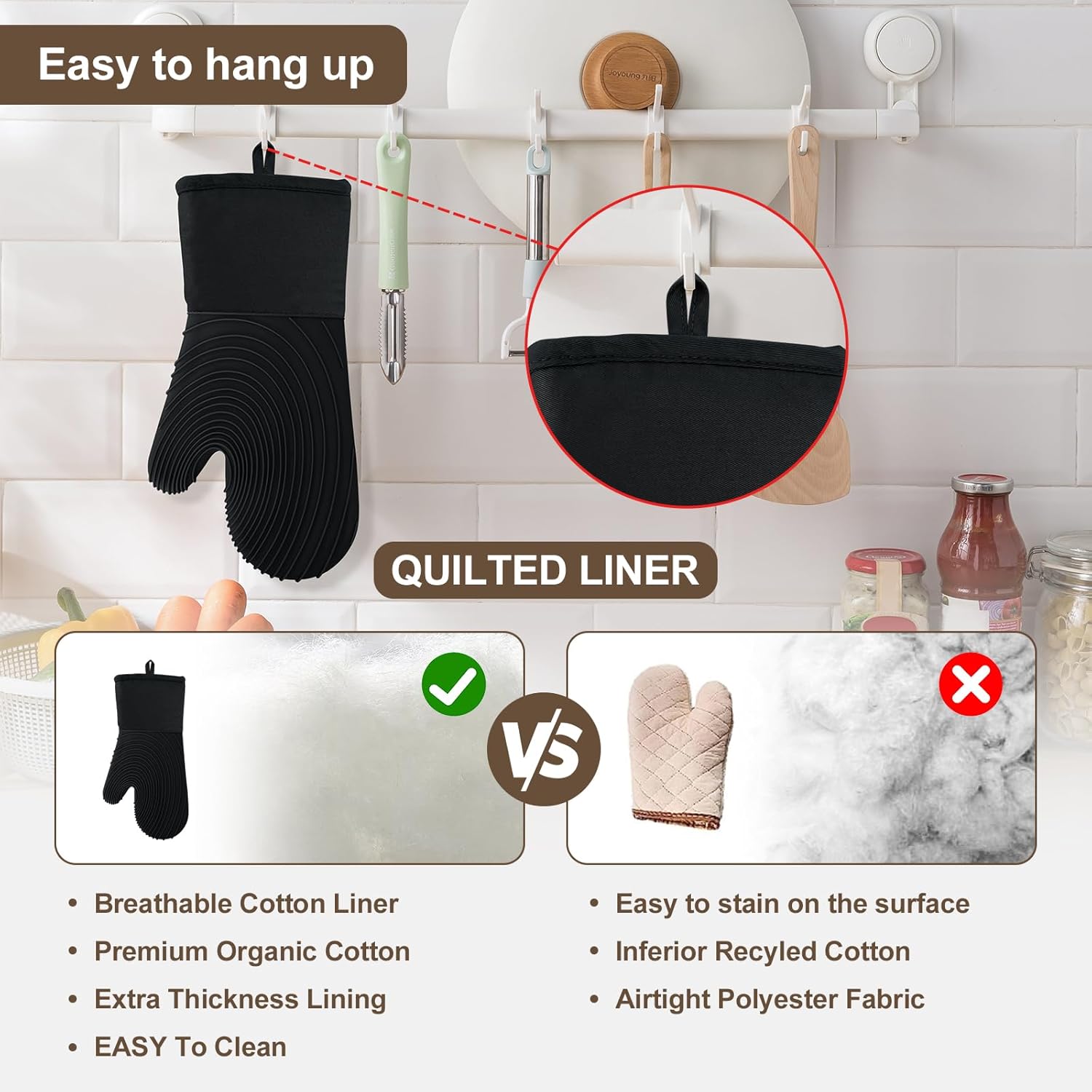 Tayfeim Silicone Oven Mitts - Heat Resistant BPA-Free Easy Clean