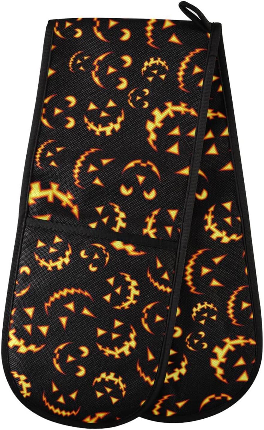 Susiyo Double Oven Mitts Halloween Pumpkins Heat Resistant