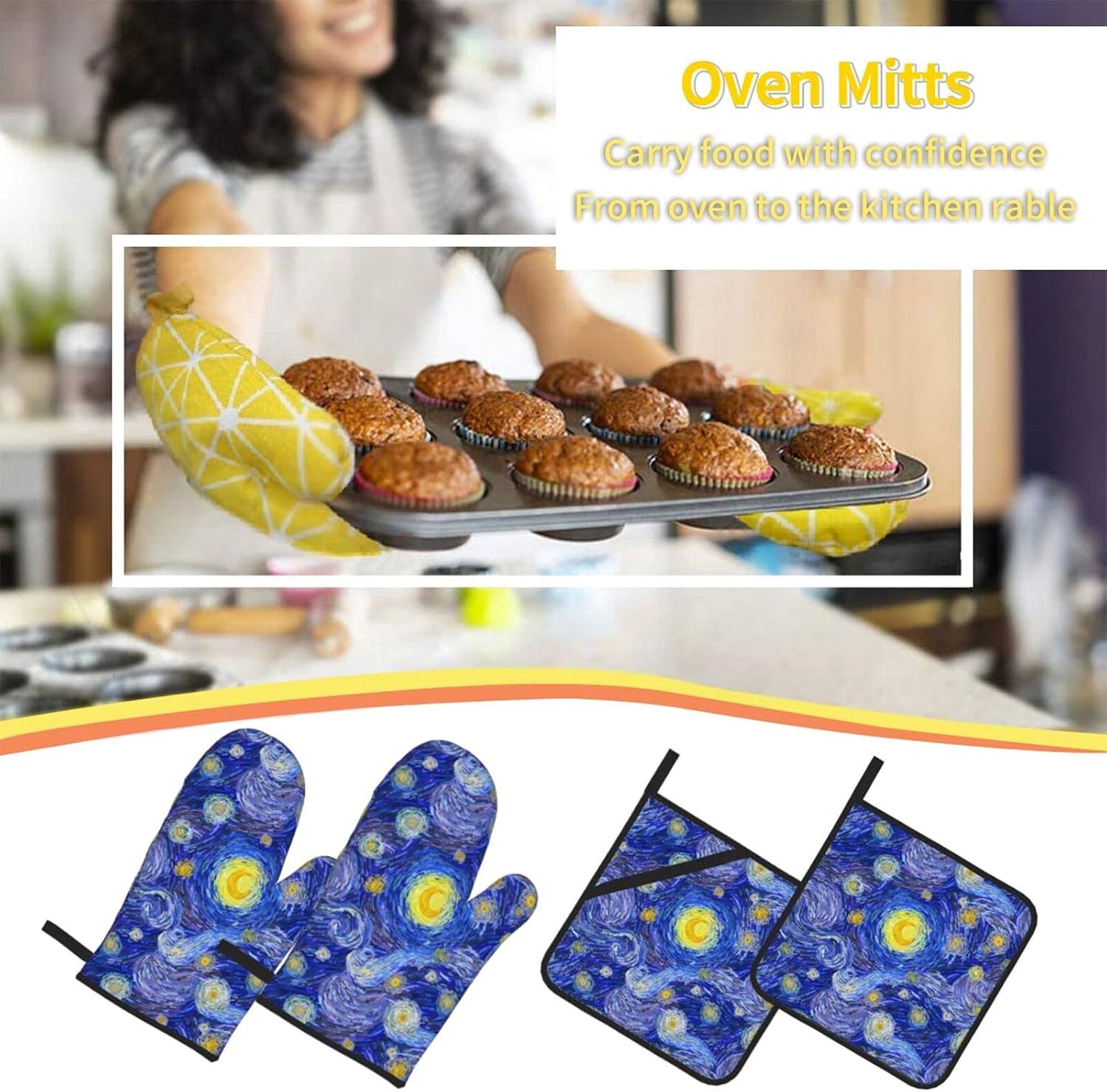 Safe Oven Mitt Set - Non-Slip Heat-Resistant for BBQ and Cooking