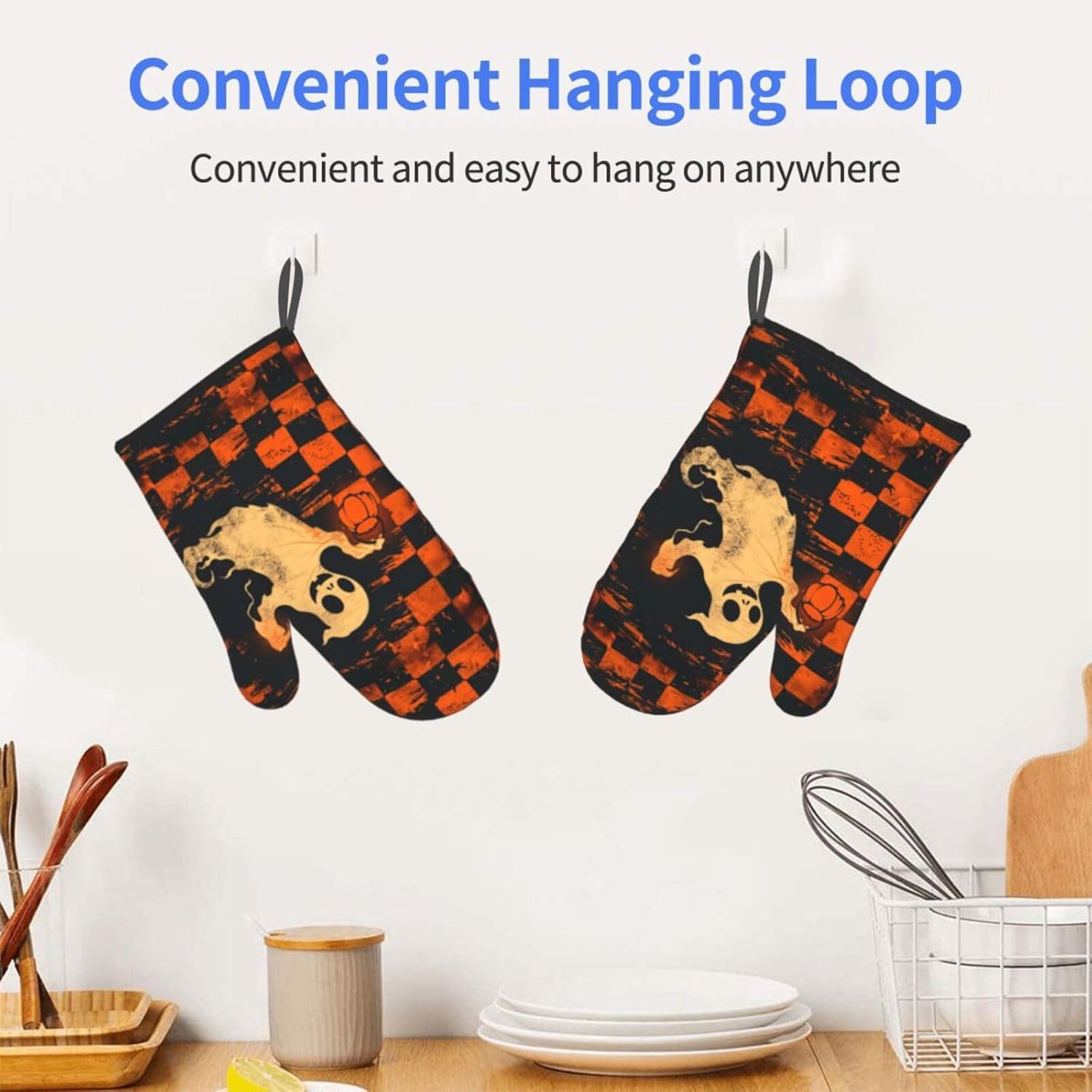 Halloween Skull Oven Mitts Heat Resistant Non-Slip Waterproof 1