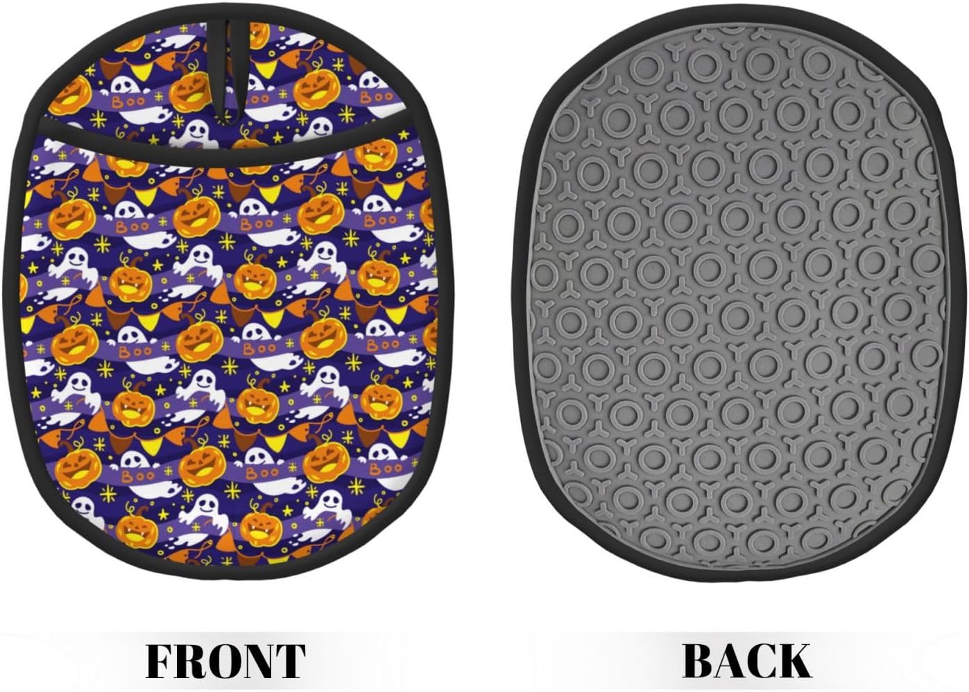 Two-Piece Halloween pumpkin silicone oven mitts heat resistant with hanging loop