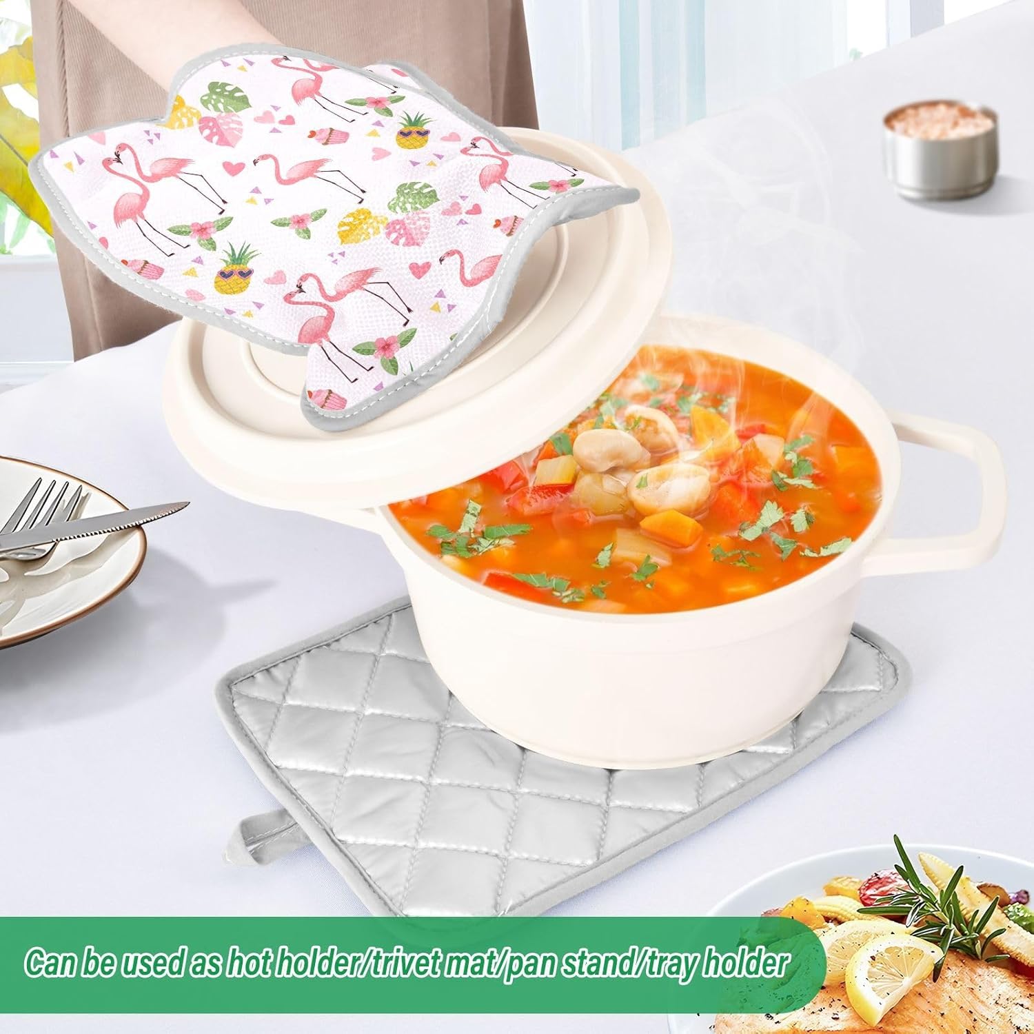 Kcldeci Cute Flamingo Pot Holder Set