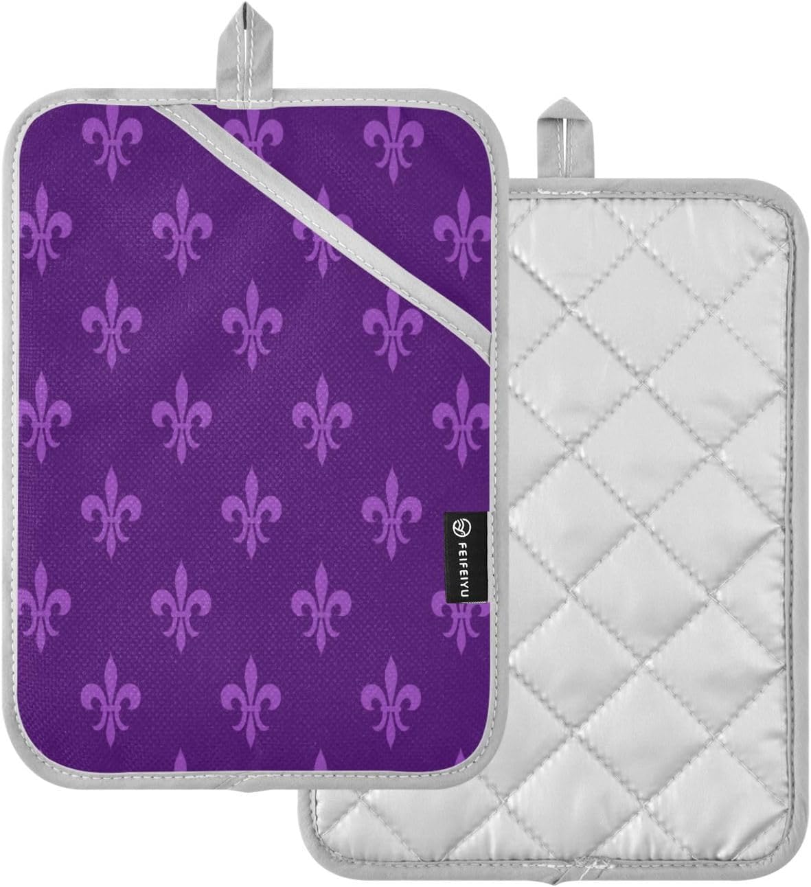 Kcldeci Mardi Gras Purple Carnival Festive 2-Pack Pot Holder Set Heat Resistant