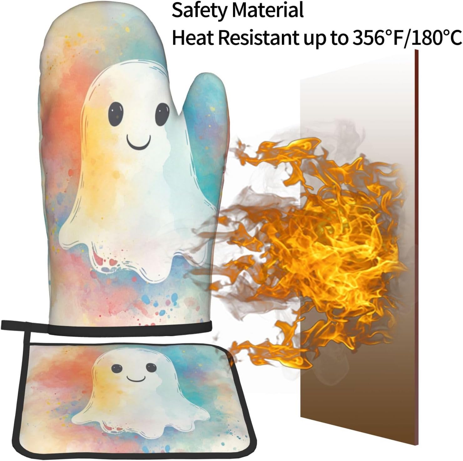 Halloween Friendly Ghost Mitts Pot Holders Set