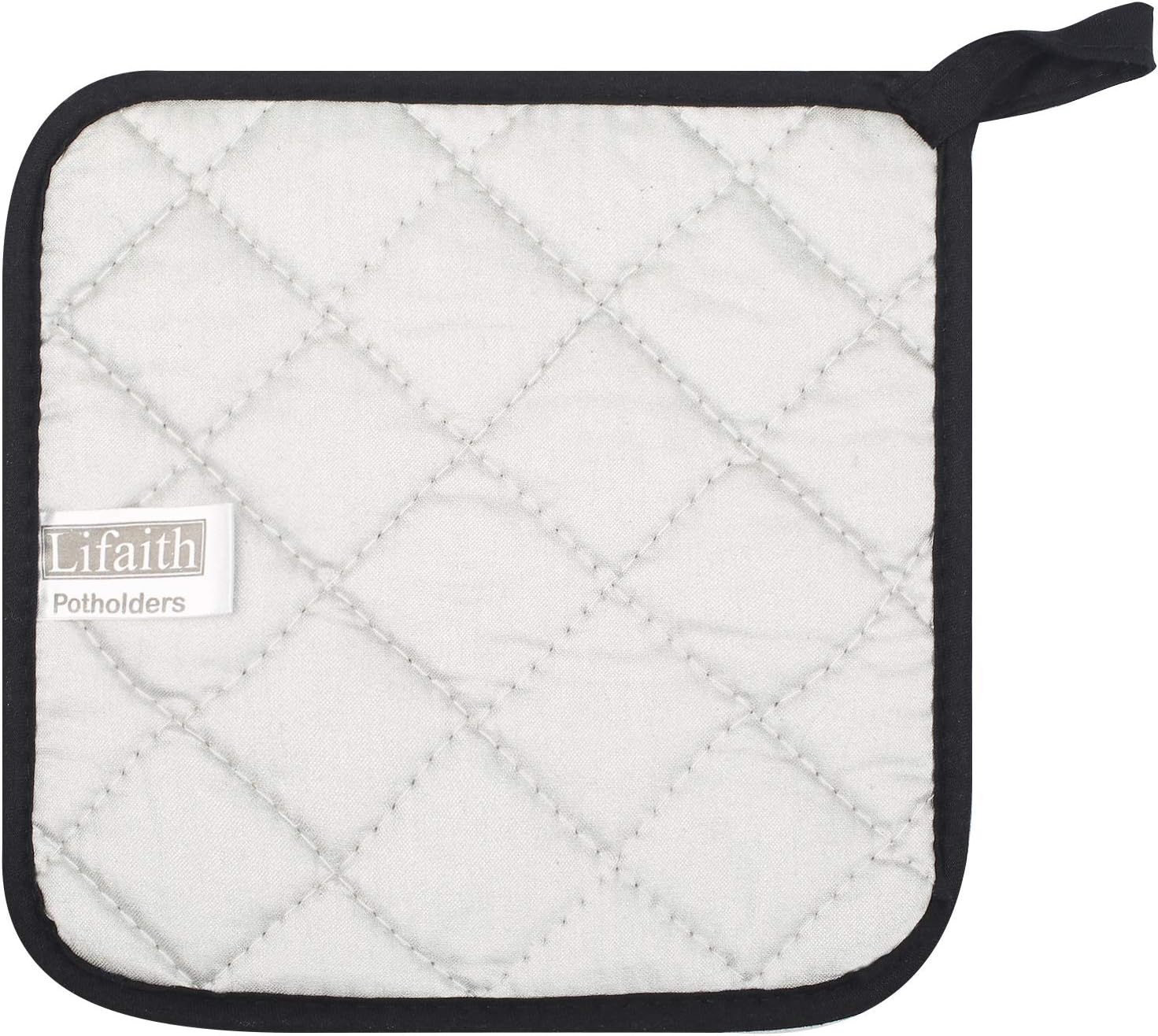 Lifaith 100 Cotton Terry Potholder Set of 5 Heat Resistant Black