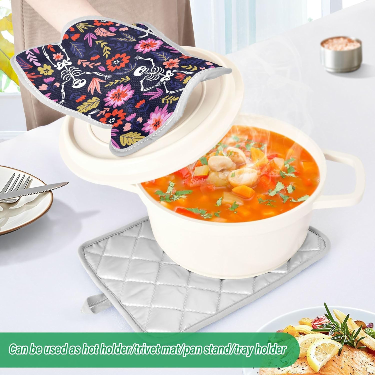 Halloween Skeleton Pot Holder Set