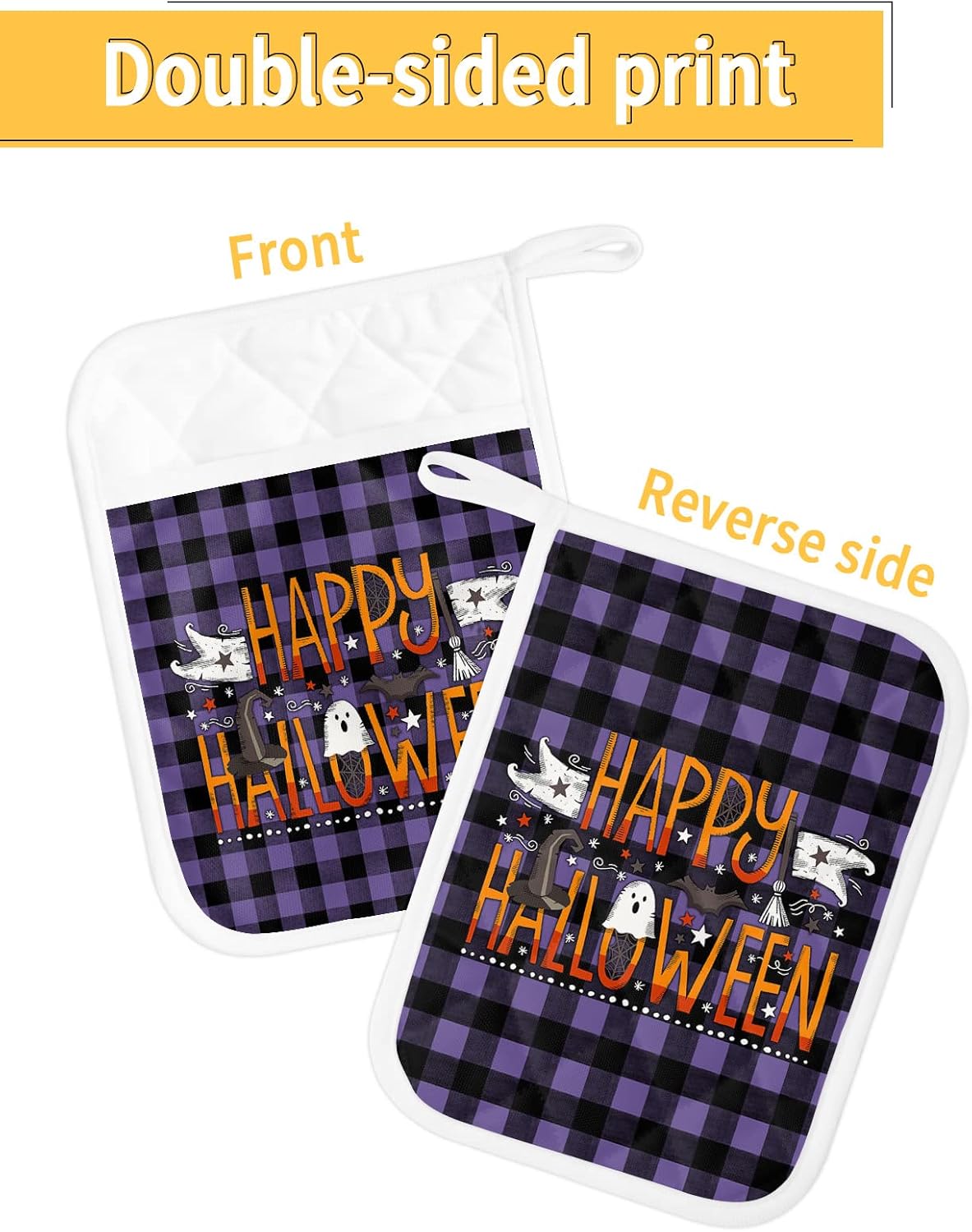 JasmineM Halloween Ghost Potholders Set of 5 with Pockets