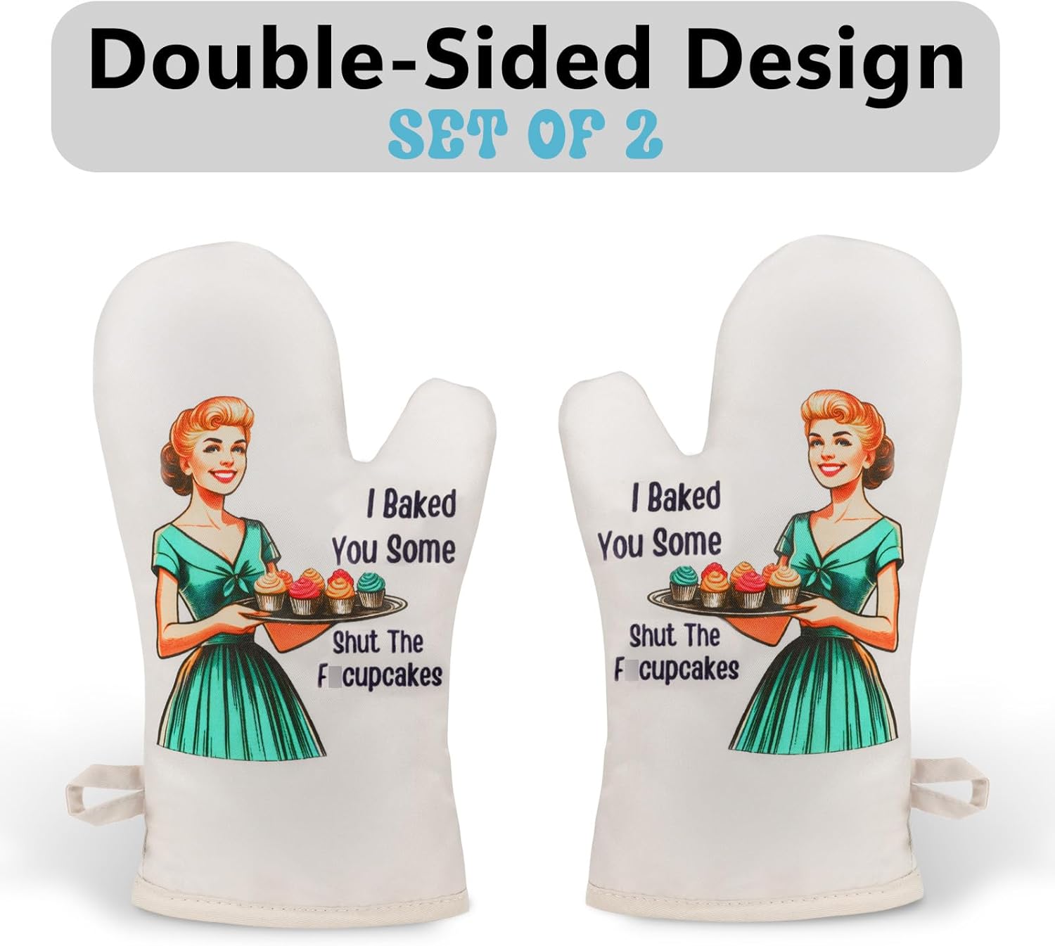 Funny Oven Mitts for Women with Shout the Fucupcakes Text