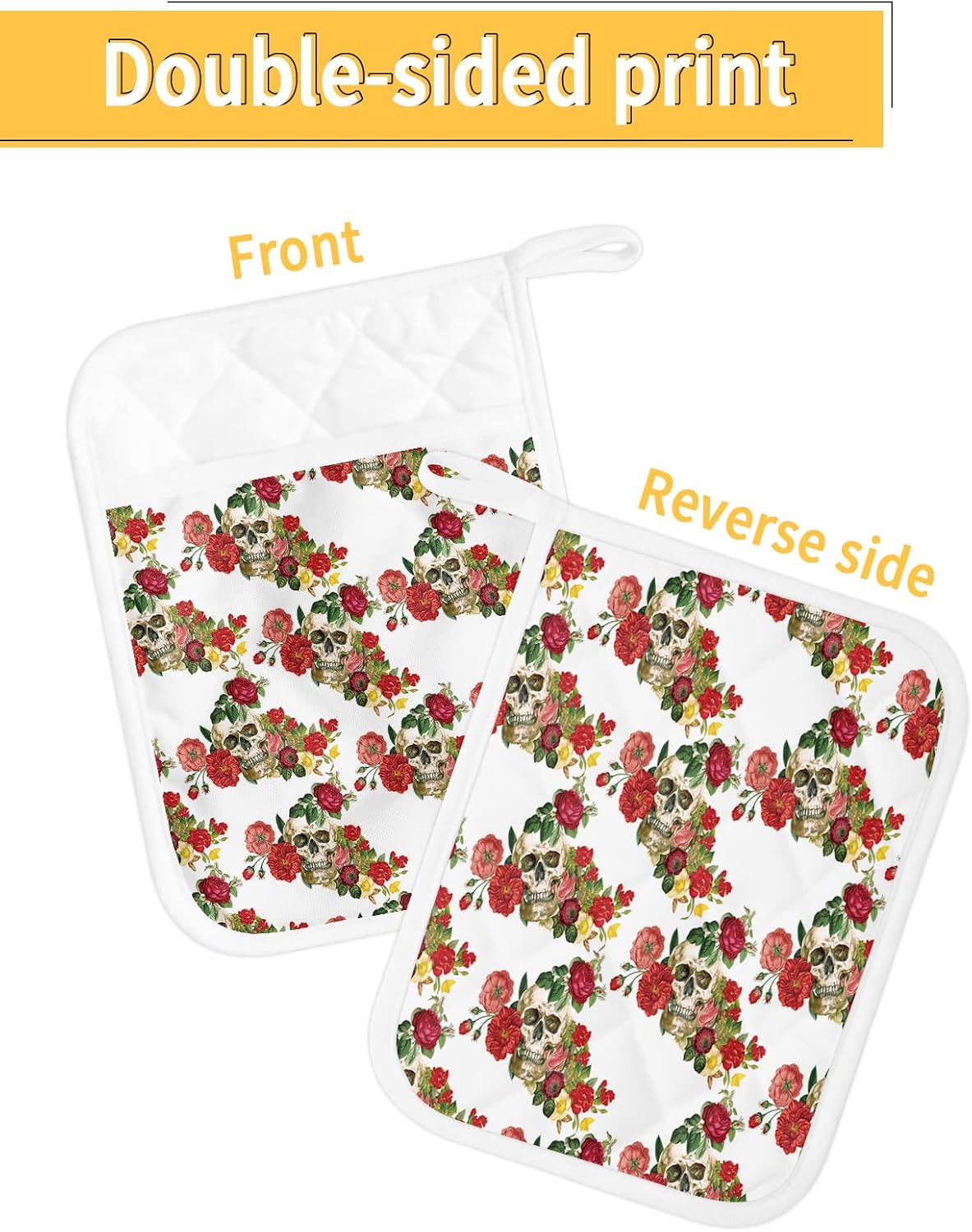 Vintage Skull Floral 5PCS Pot Holders