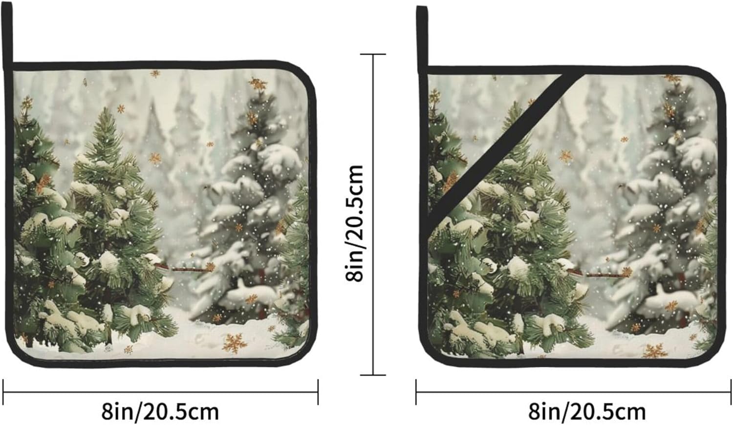 Winter Christmas Tree Pot Holder Set of 2