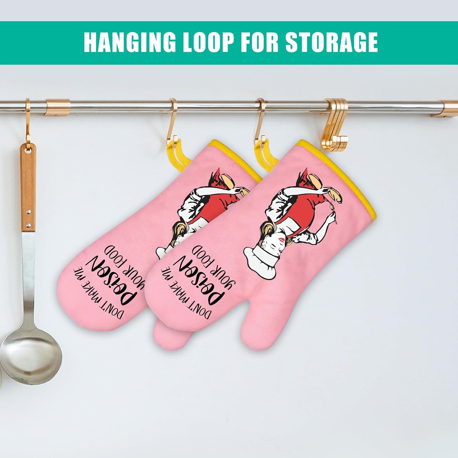 Funny and Warm Retro Baking Oven Mitt Set for Women
